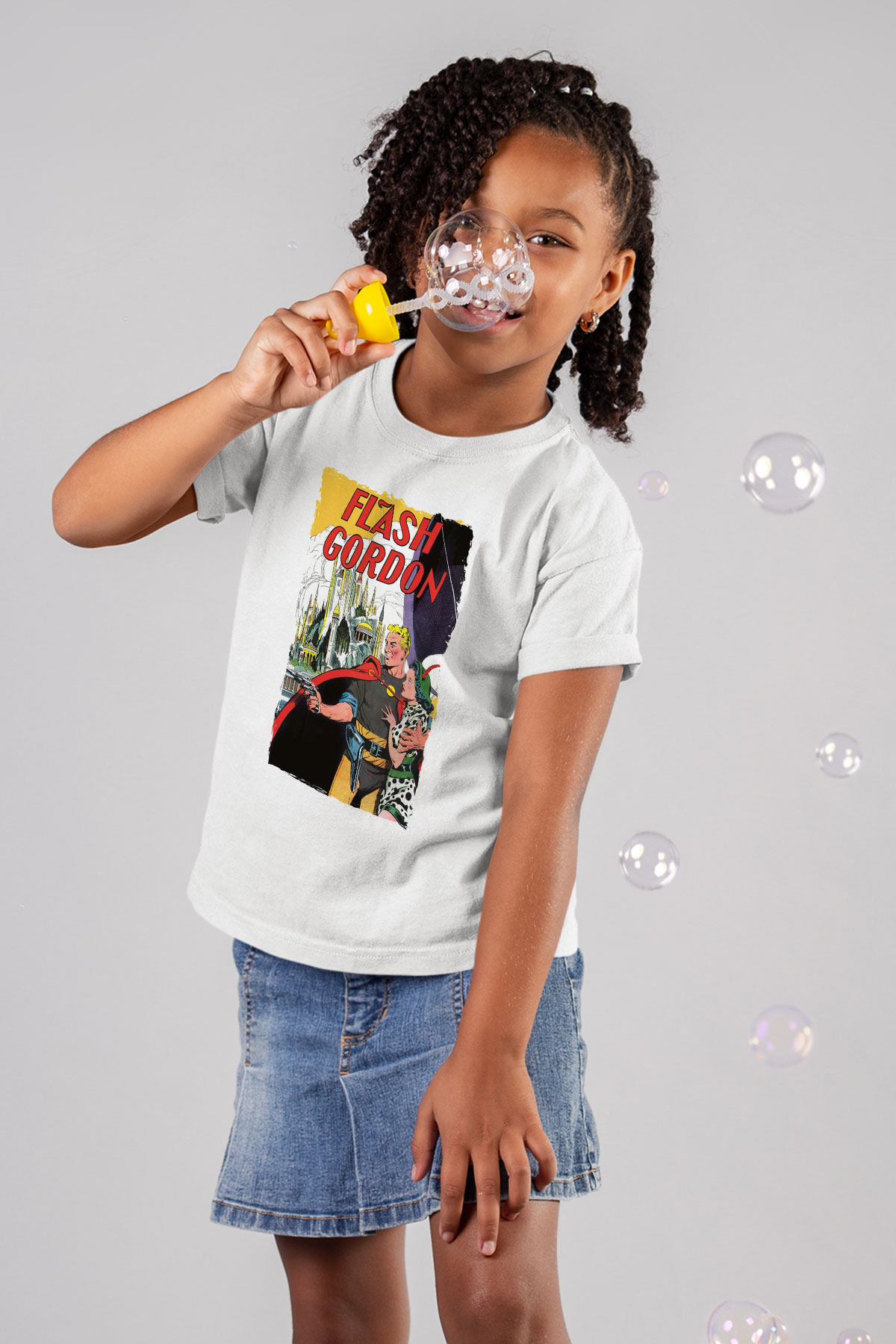 Flash Gordon Beyaz Unisex  Çocuk Tişört