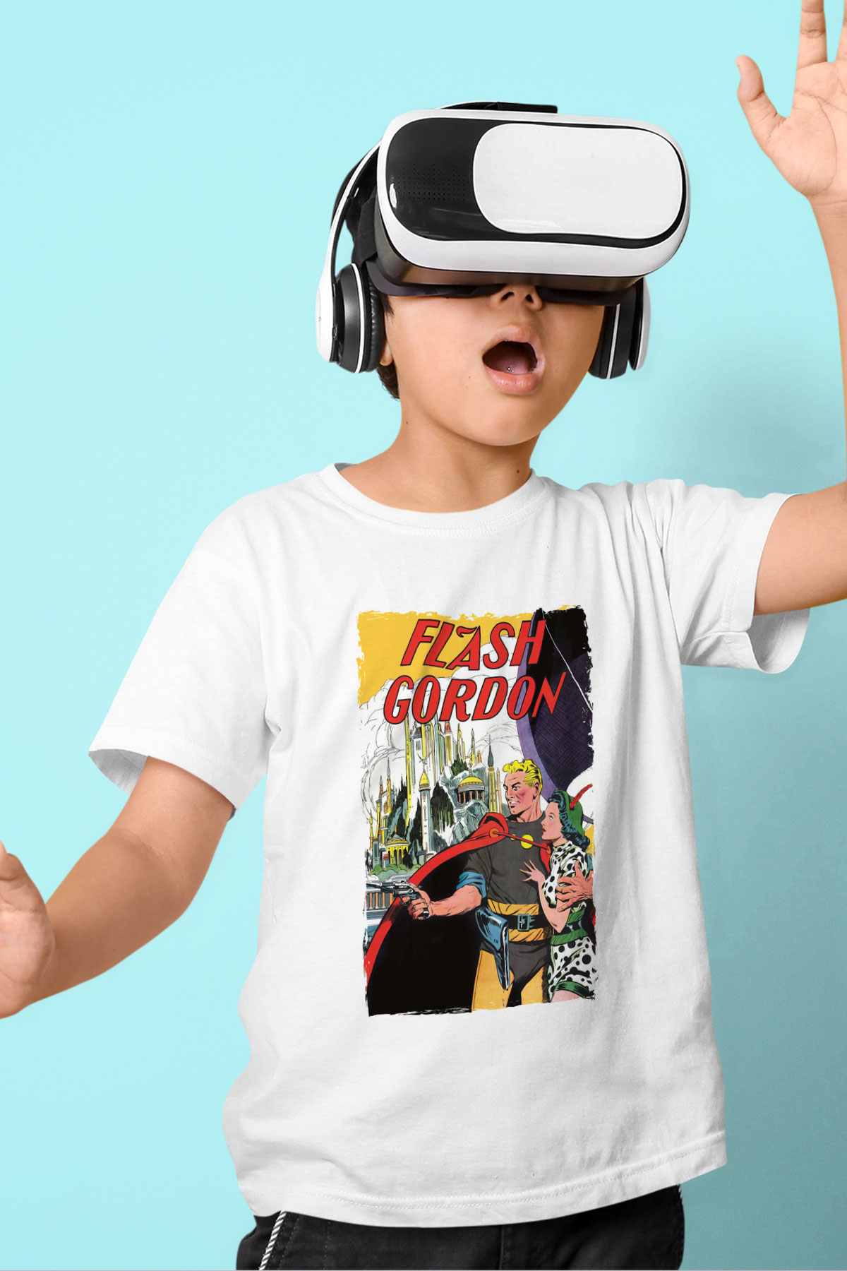 Flash Gordon Beyaz Unisex  Çocuk Tişört