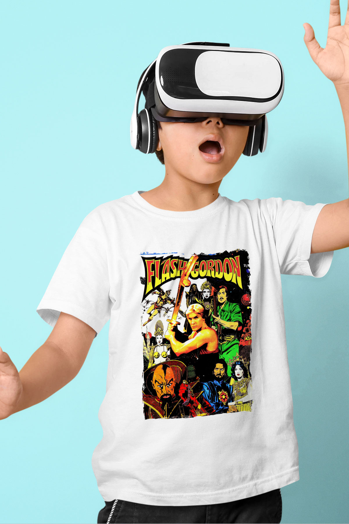 Flash Gordon Beyaz Unisex  Çocuk Tişört