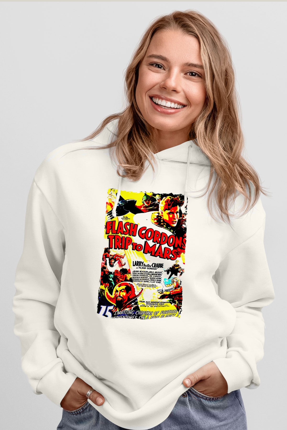 Flash Gordon Beyaz Unisex Hoodie