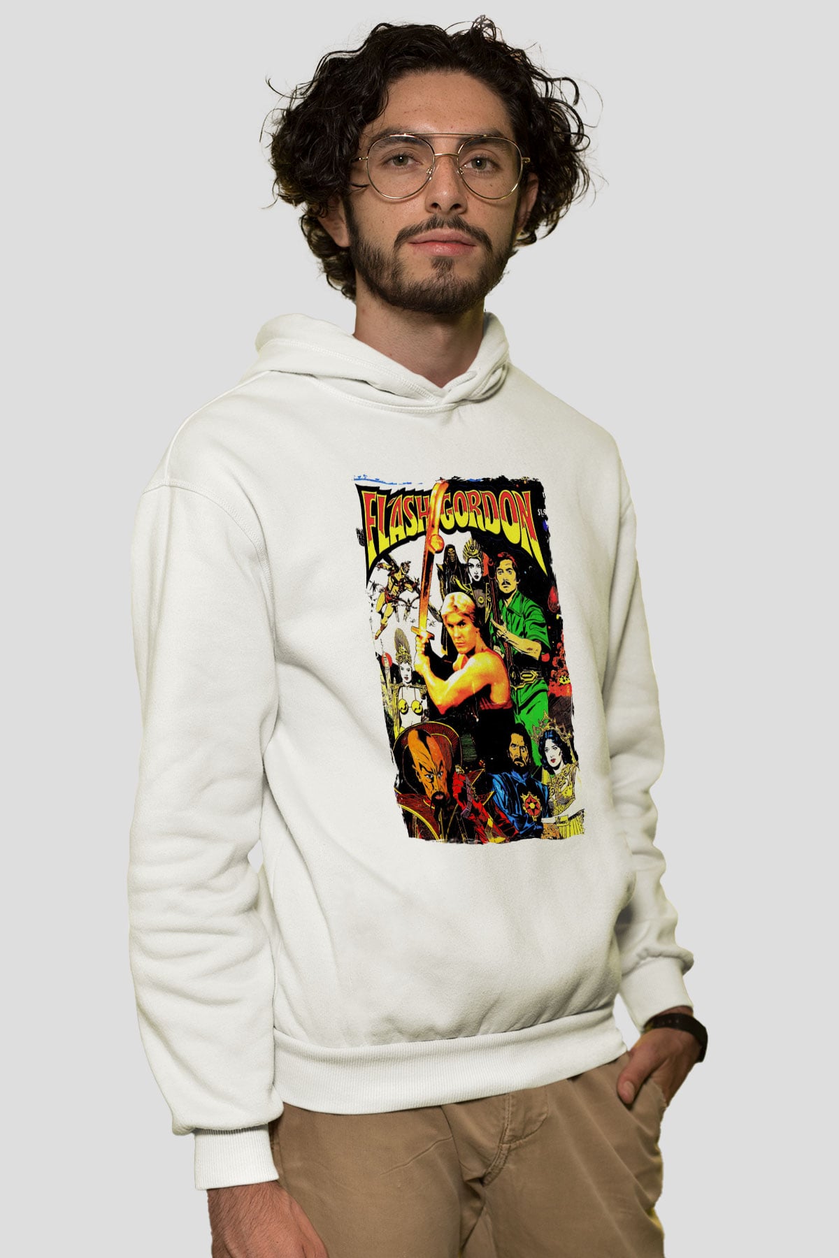 Flash Gordon Beyaz Unisex Hoodie