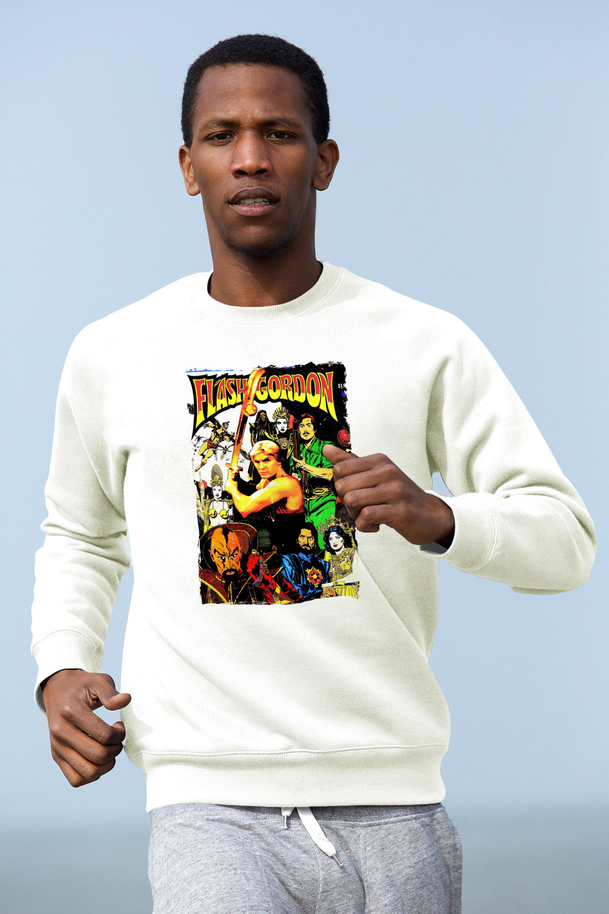 Flash Gordon Beyaz Unisex  Sweatshirt