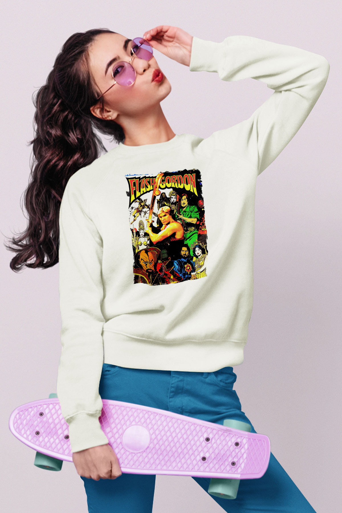 Flash Gordon Beyaz Unisex  Sweatshirt
