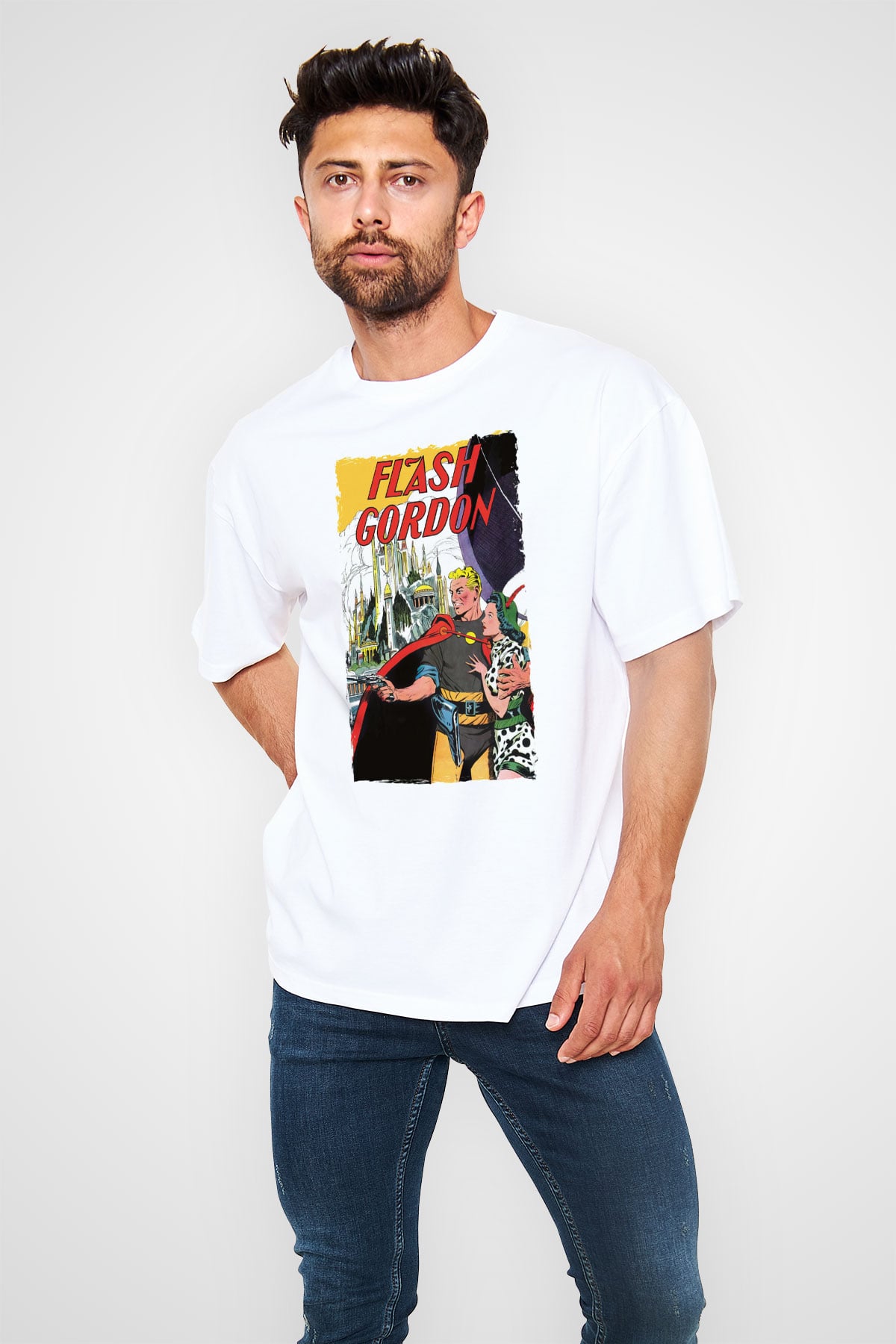 Flash Gordon Beyaz Oversize Tişört