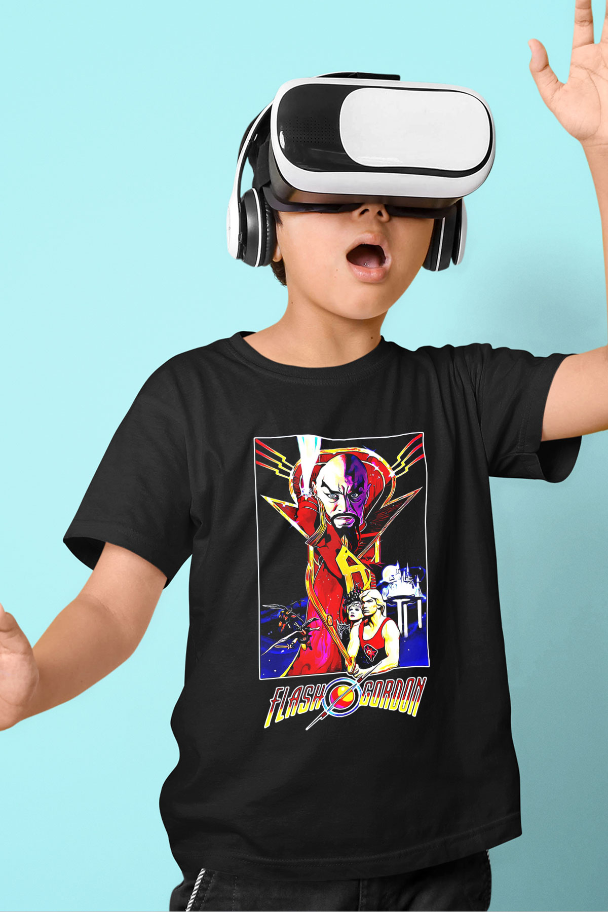 Flash Gordon Siyah Unisex  Çocuk Tişört