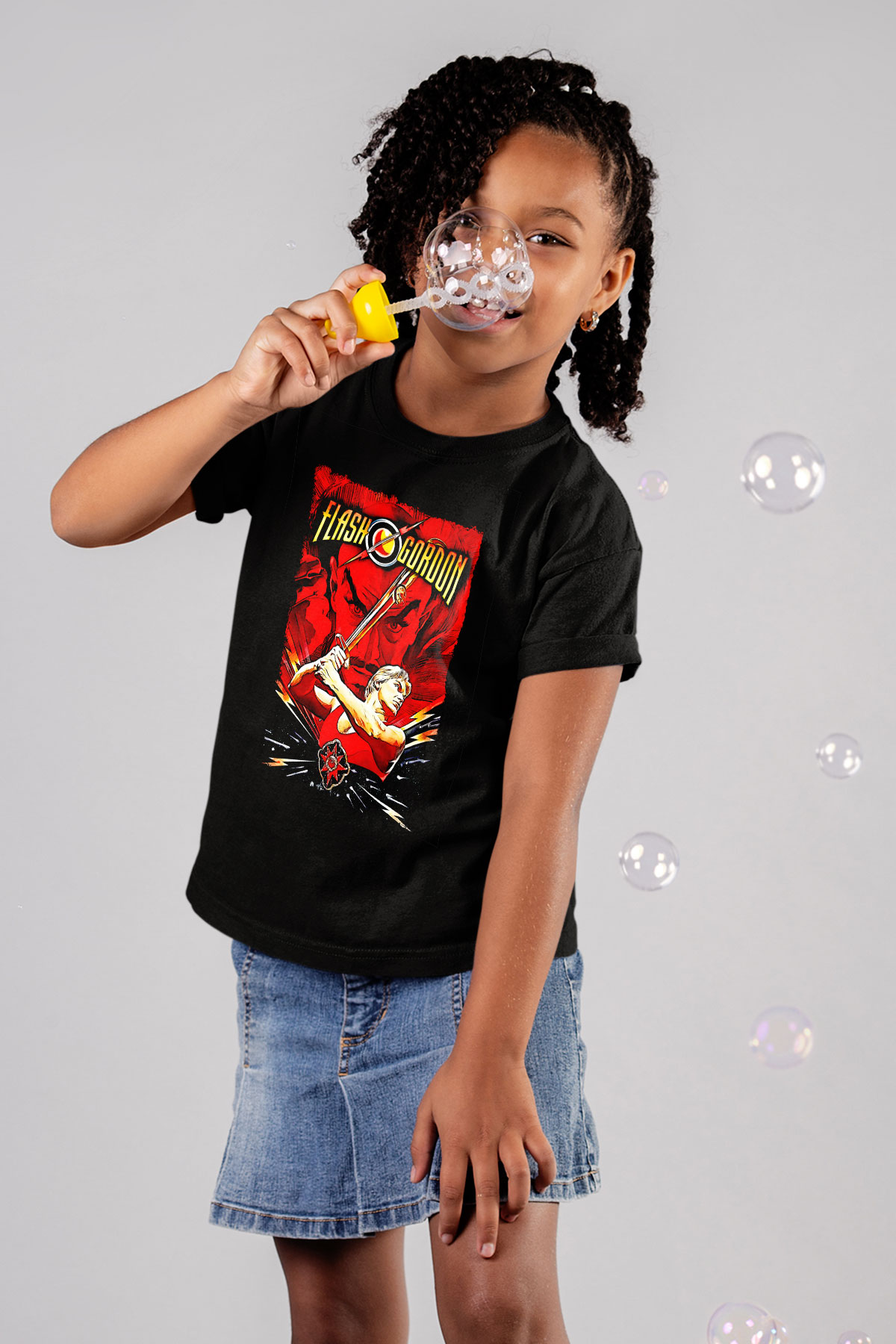 Flash Gordon Siyah Unisex  Çocuk Tişört