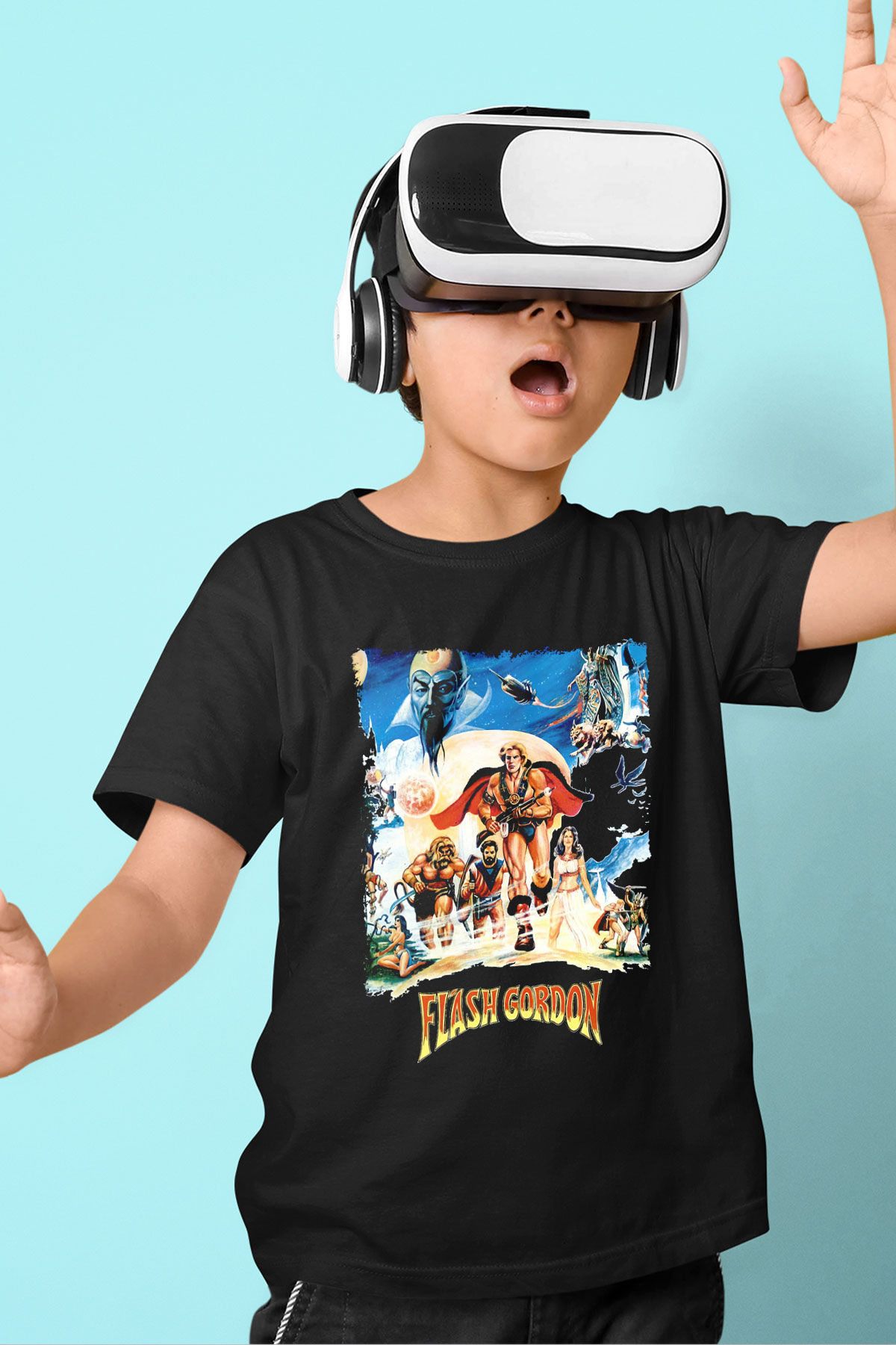 Flash Gordon Siyah Unisex  Çocuk Tişört