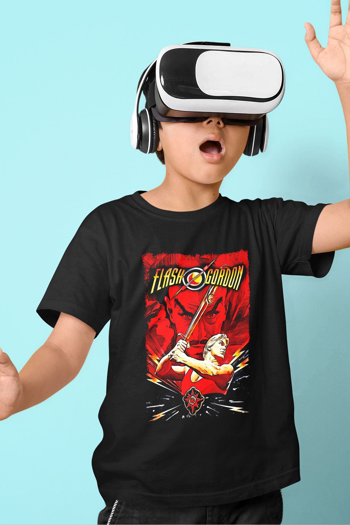 Flash Gordon Siyah Unisex  Çocuk Tişört