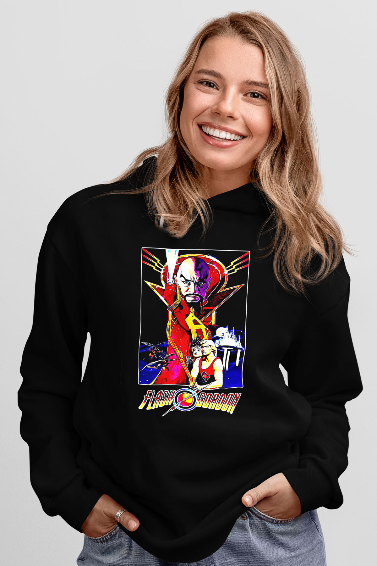 Flash Gordon Siyah Unisex Hoodie