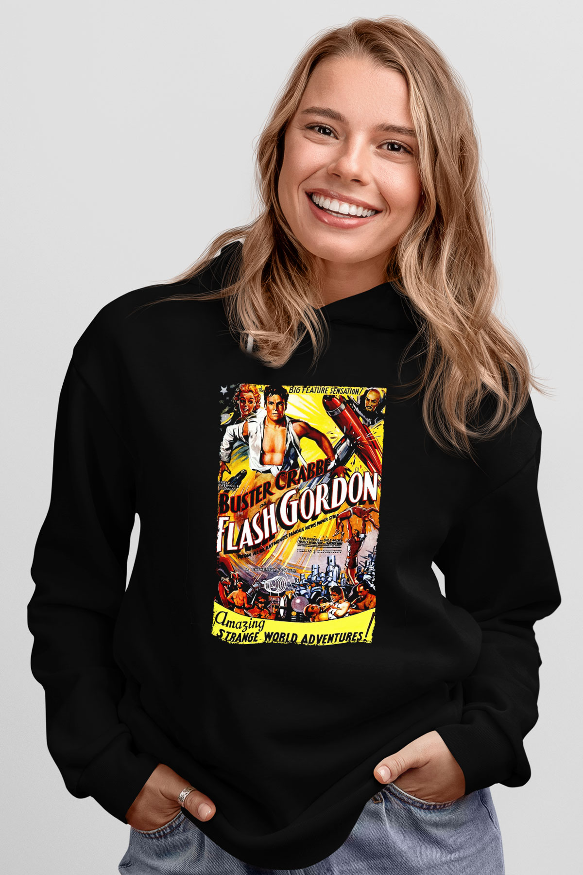 Flash Gordon Siyah Unisex Hoodie