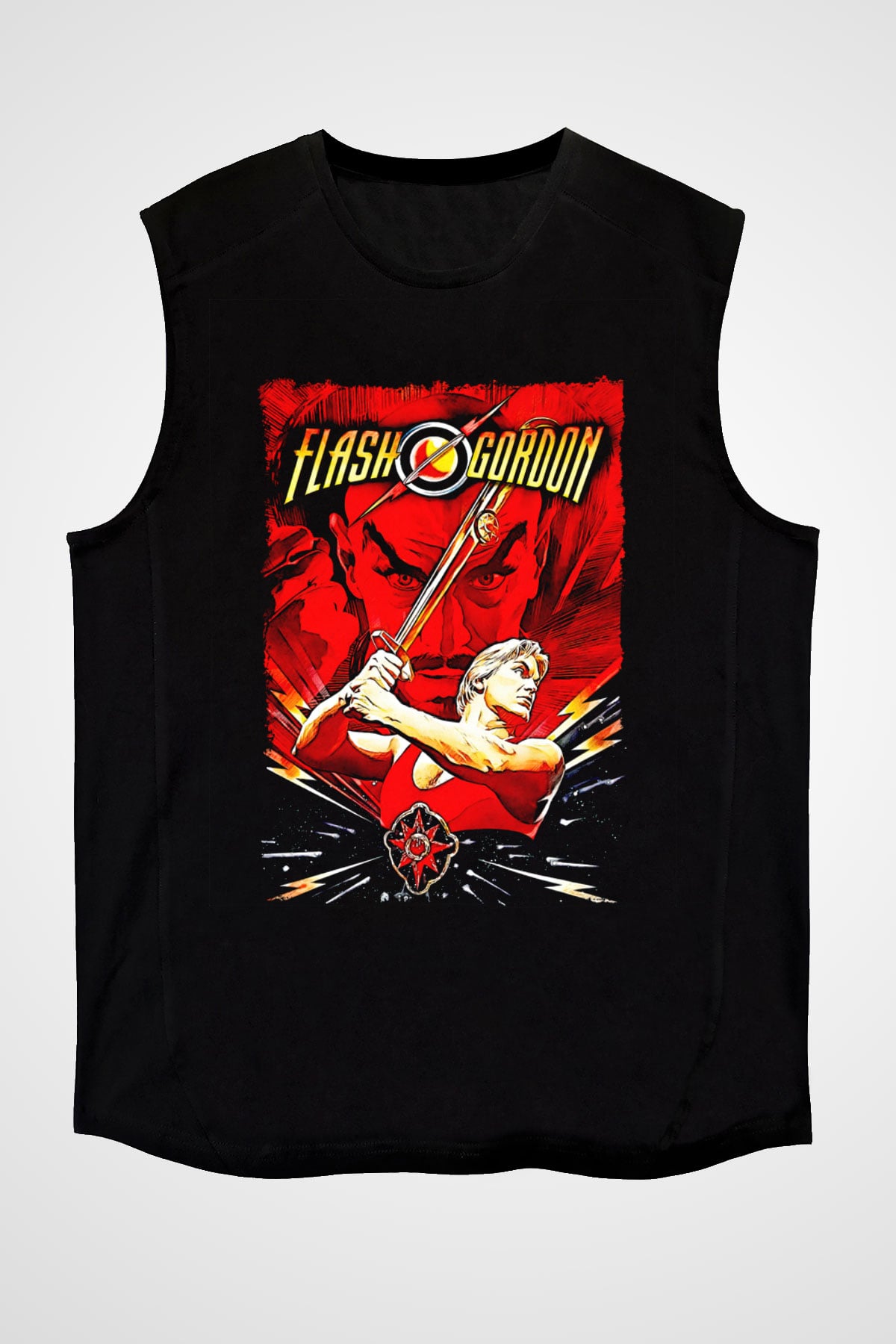 Flash Gordon Siyah Unisex  Kolsuz Tişört