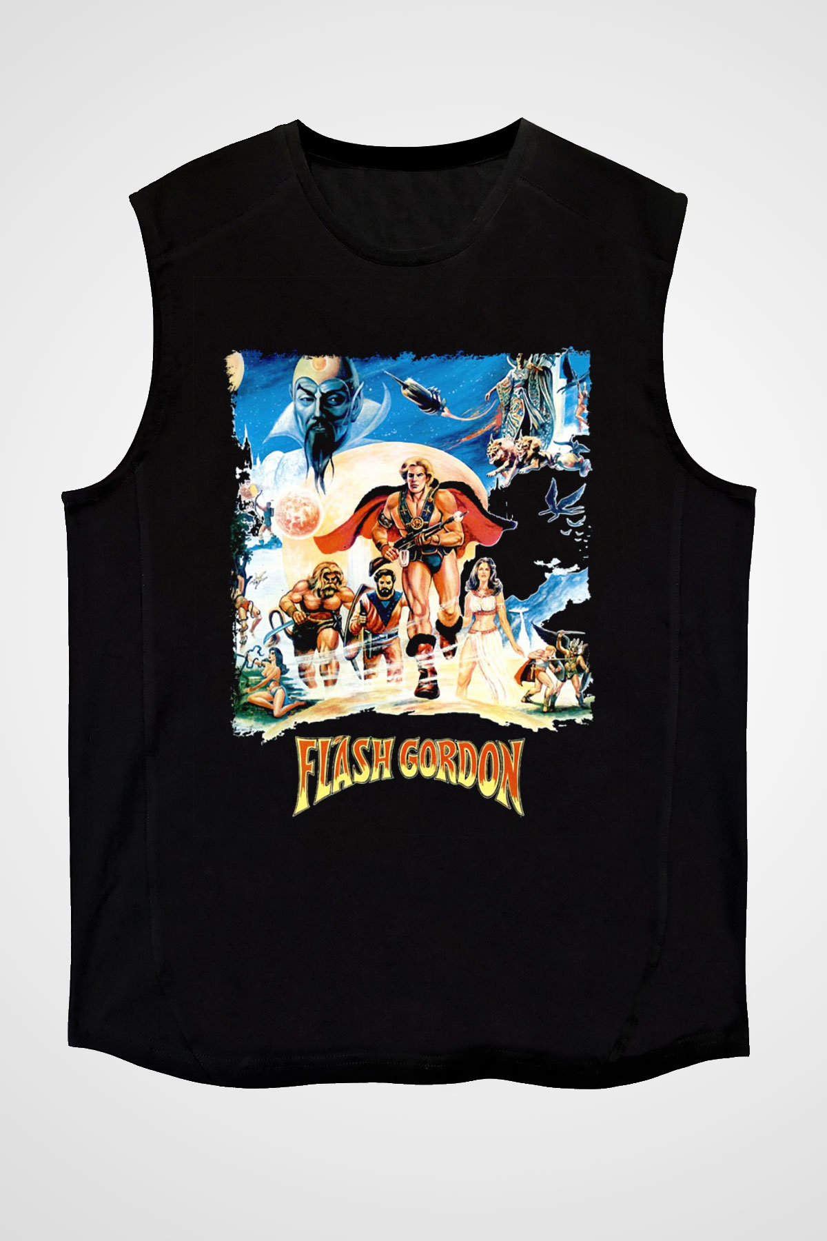 Flash Gordon Siyah Unisex  Kolsuz Tişört
