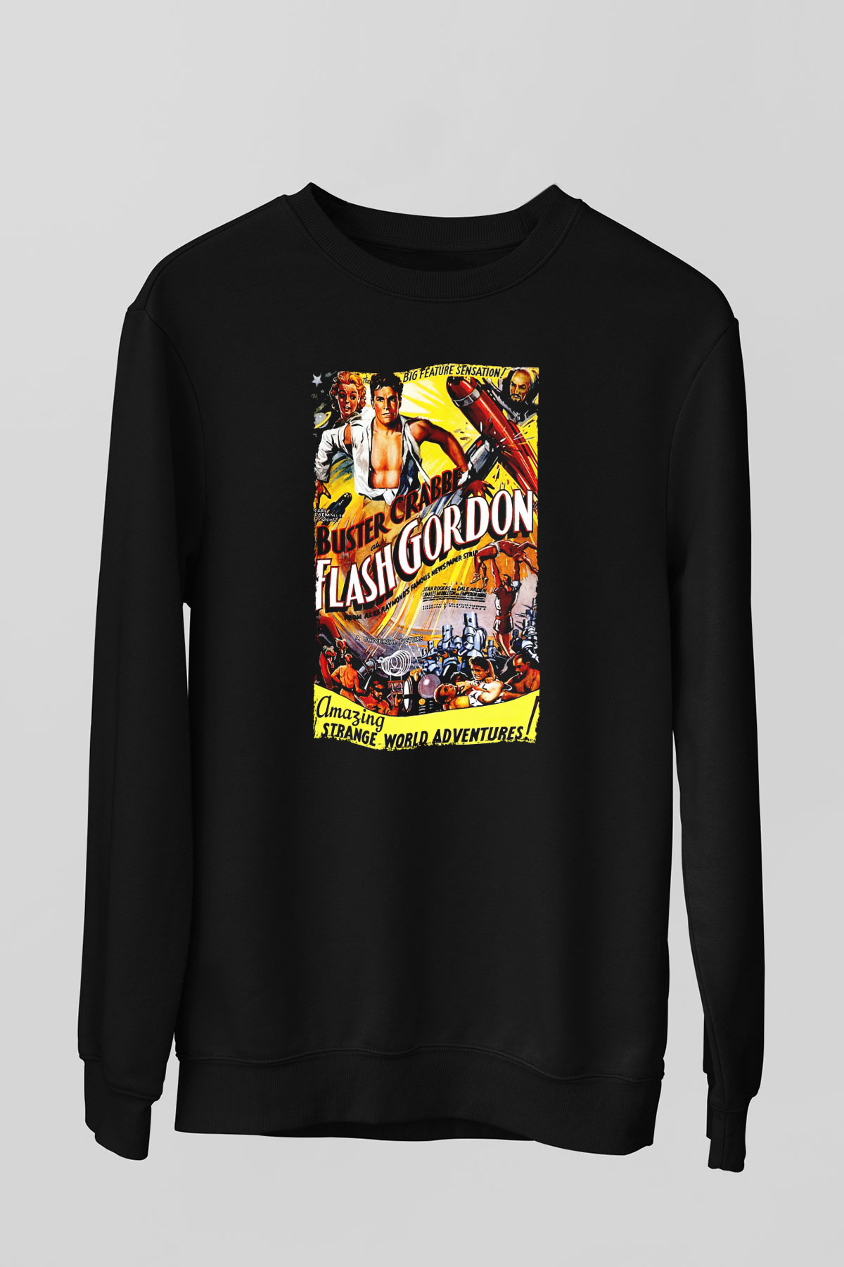 Flash Gordon Siyah Unisex  Sweatshirt