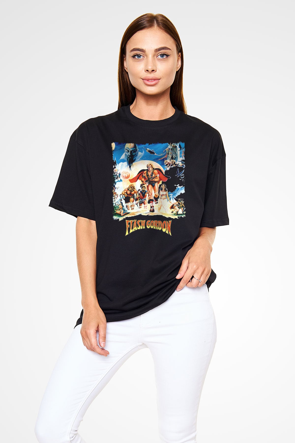 Flash Gordon Siyah Oversize Tişört