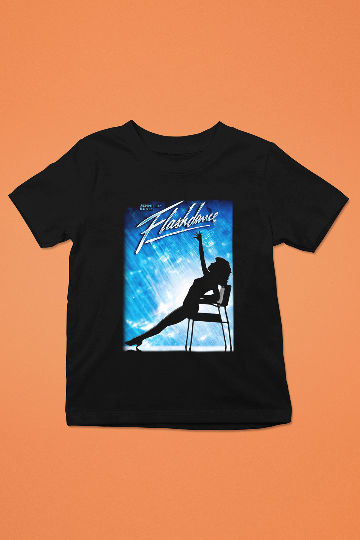 Flashdance Baskılı Siyah Unisex Çocuk Tişört