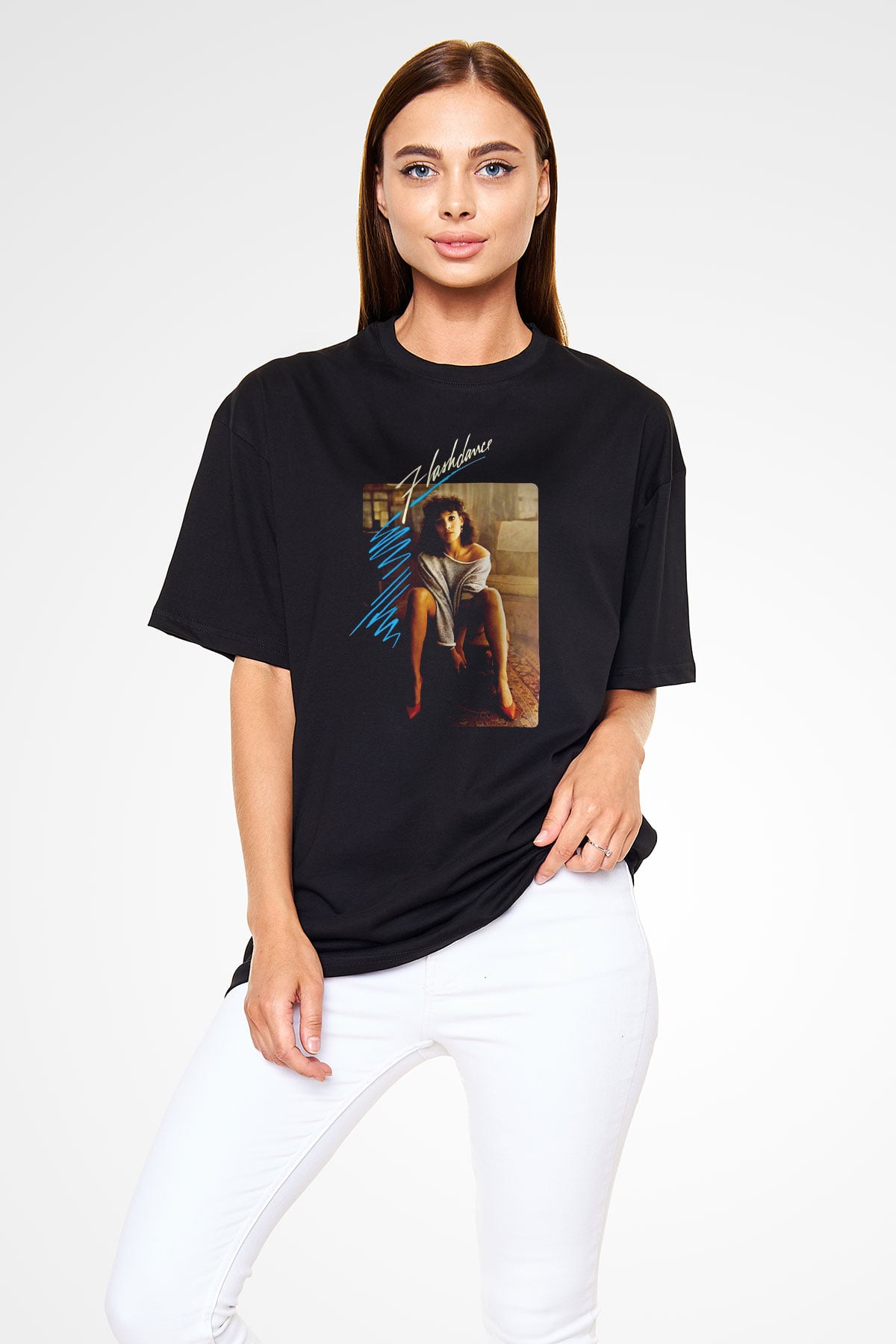 Flashdance Siyah Oversize Tişört