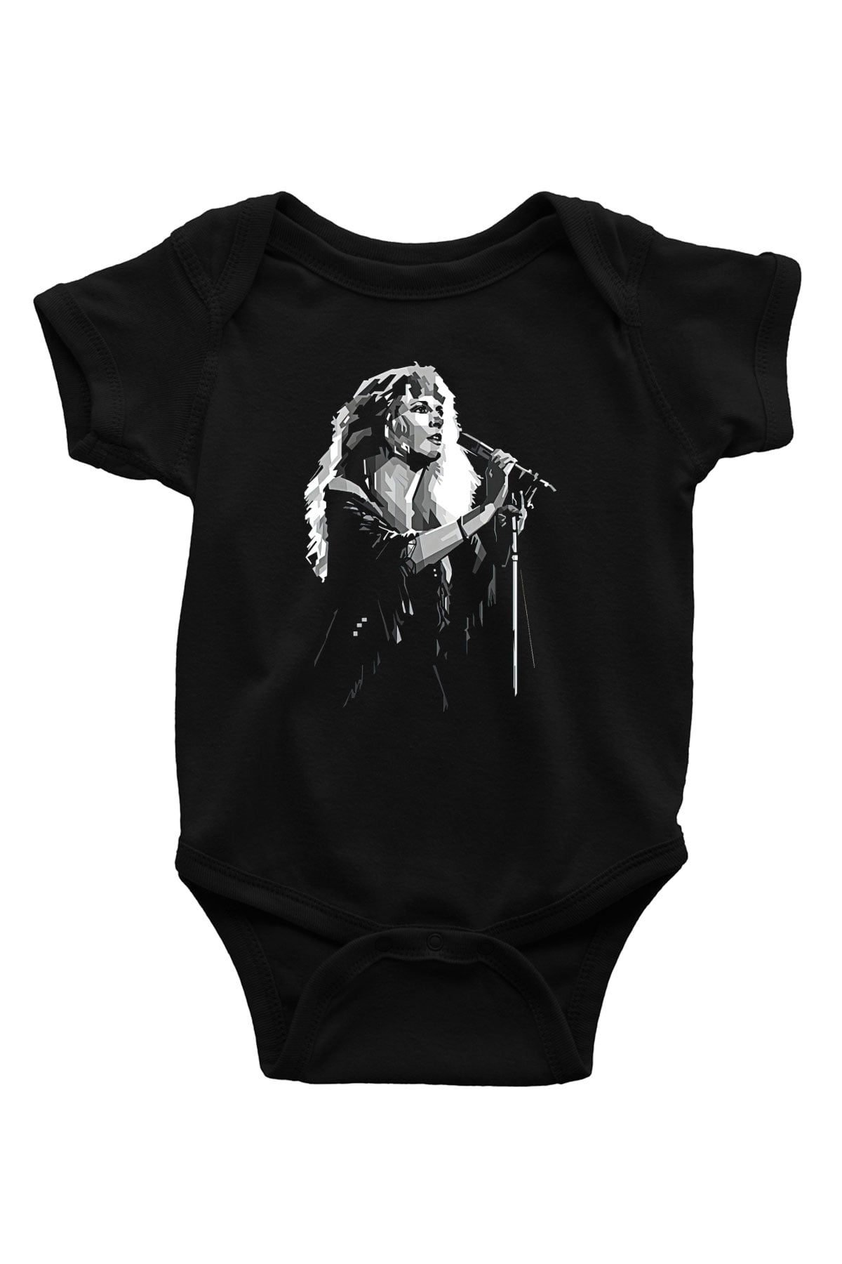 Fleetwod Mac Baskılı Unisex Siyah Bebek Body - Zıbın