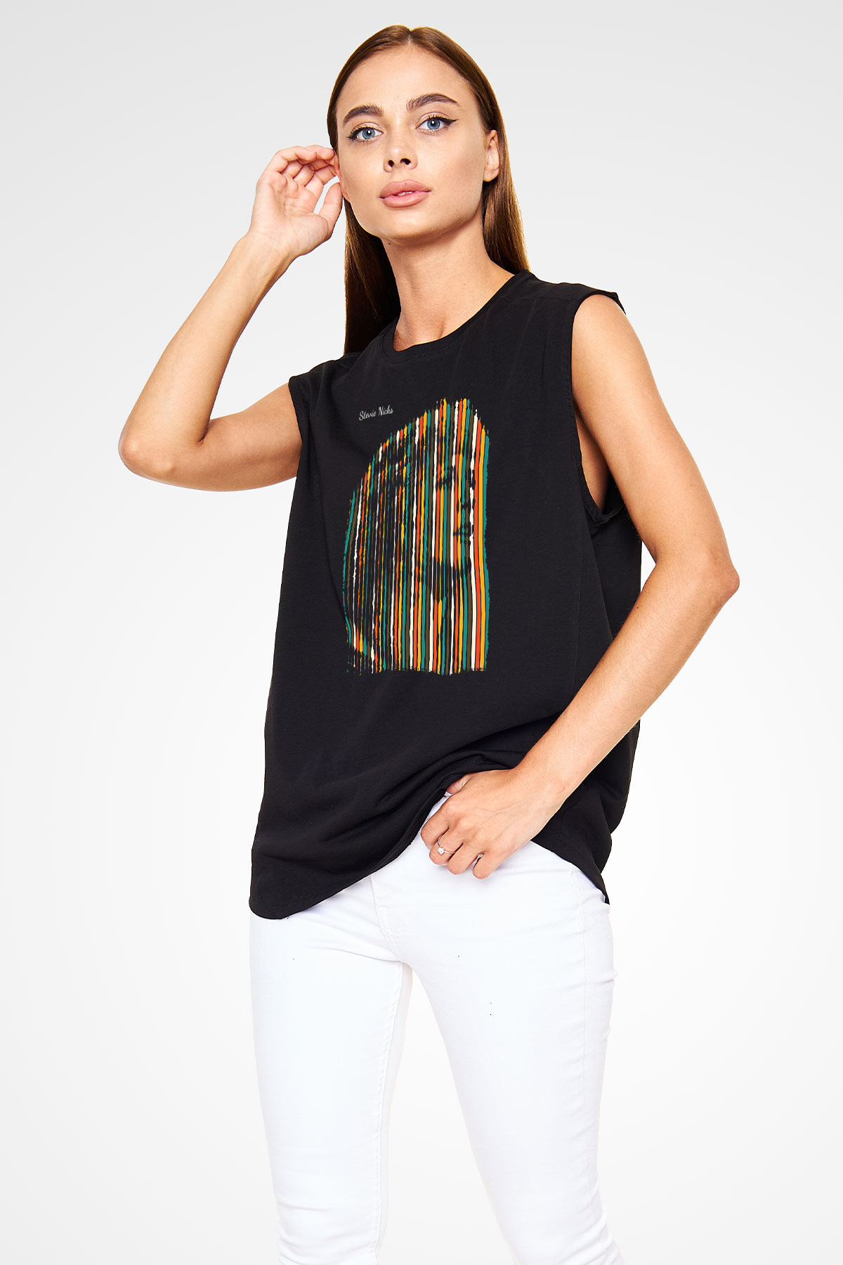 Fleetwod Mac Baskılı Unisex Siyah Kolsuz Tişört - Tshirt