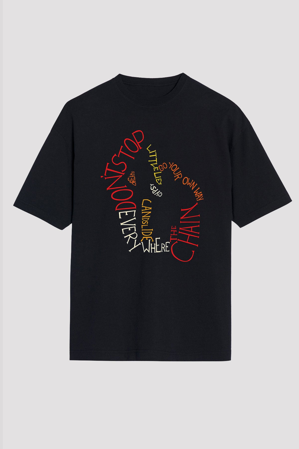 Fleetwod Mac Baskılı Unisex Siyah Oversize Tişört - Tshirt