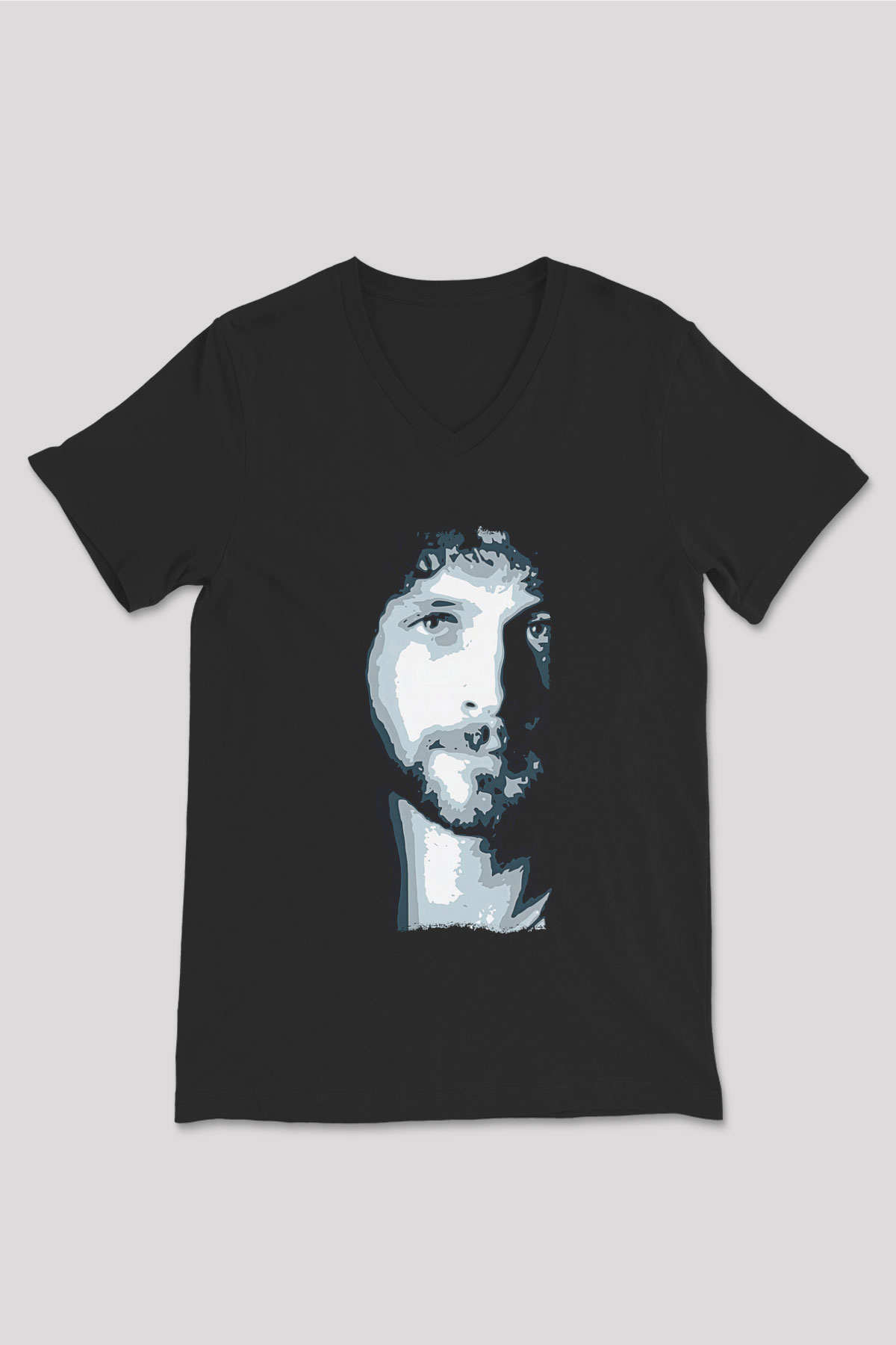 Fleetwod Mac Baskılı Unisex Siyah V Yaka Tişört - Tshirt