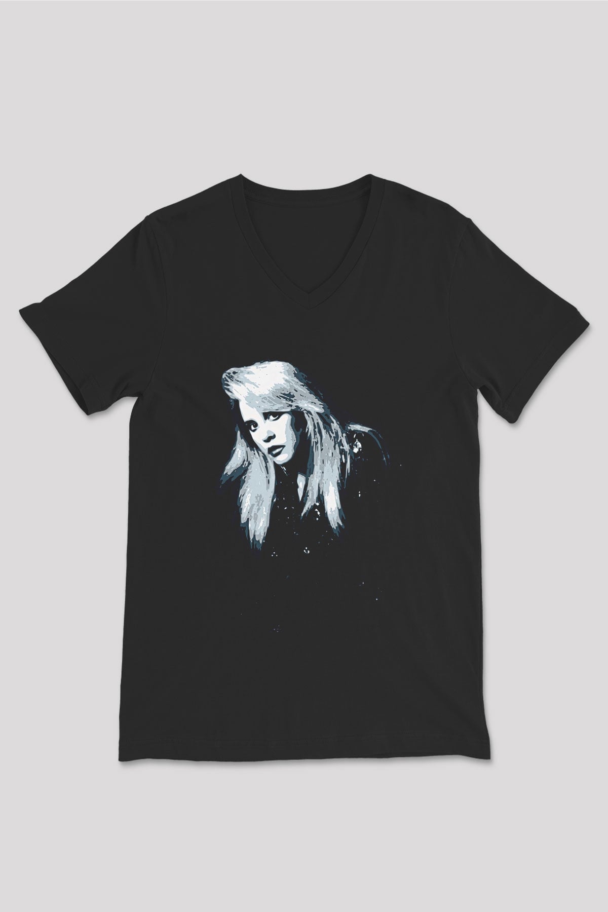 Fleetwod Mac Baskılı Unisex Siyah V Yaka Tişört - Tshirt