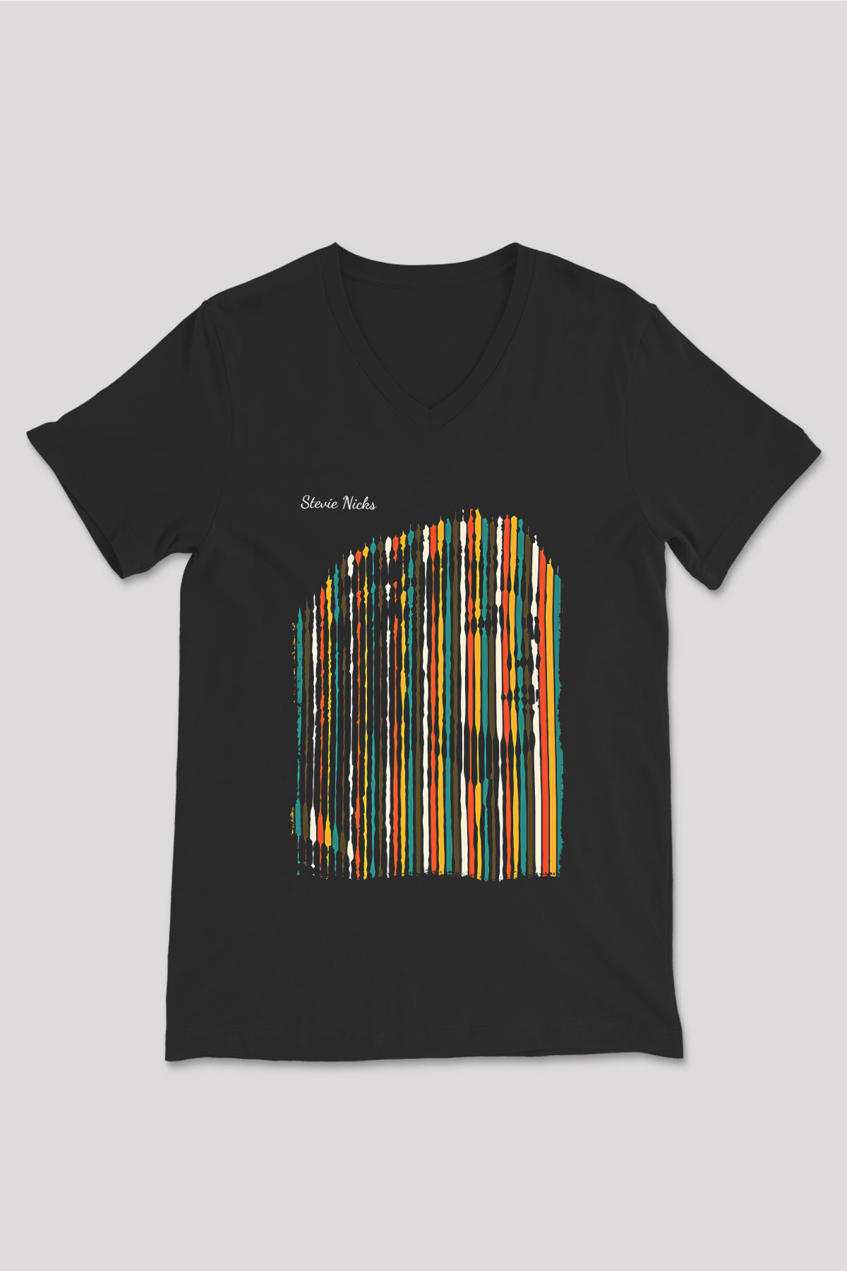 Fleetwod Mac Baskılı Unisex Siyah V Yaka Tişört - Tshirt