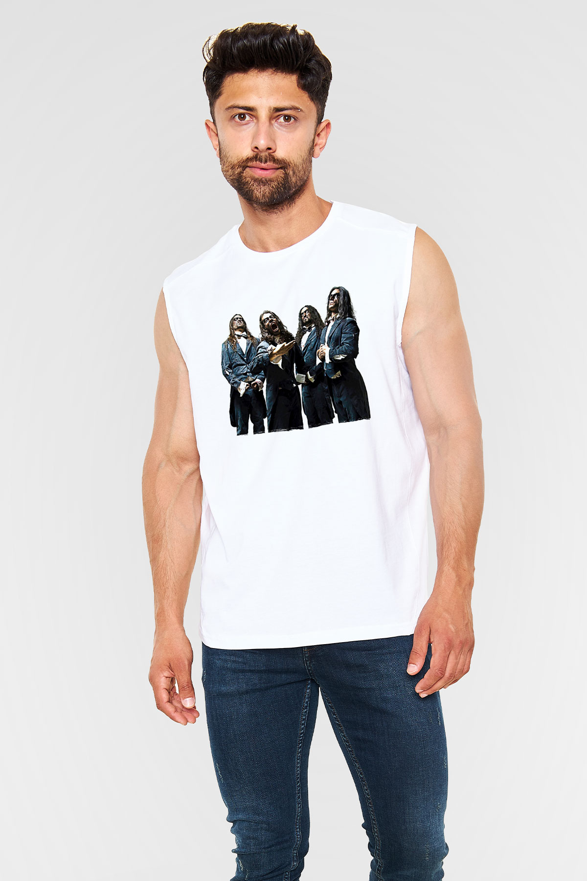 Fleshgod Apocalypse Baskılı Beyaz Unisex Kolsuz Tişört - Tshirt