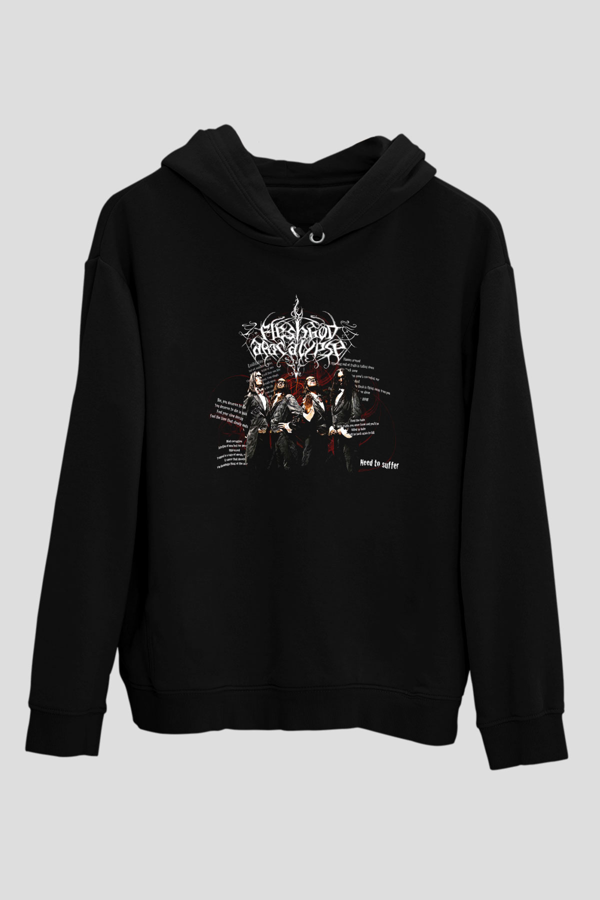 Fleshgod Apocalypse Baskılı Unisex Siyah Kapüşonlu Sweatshirt