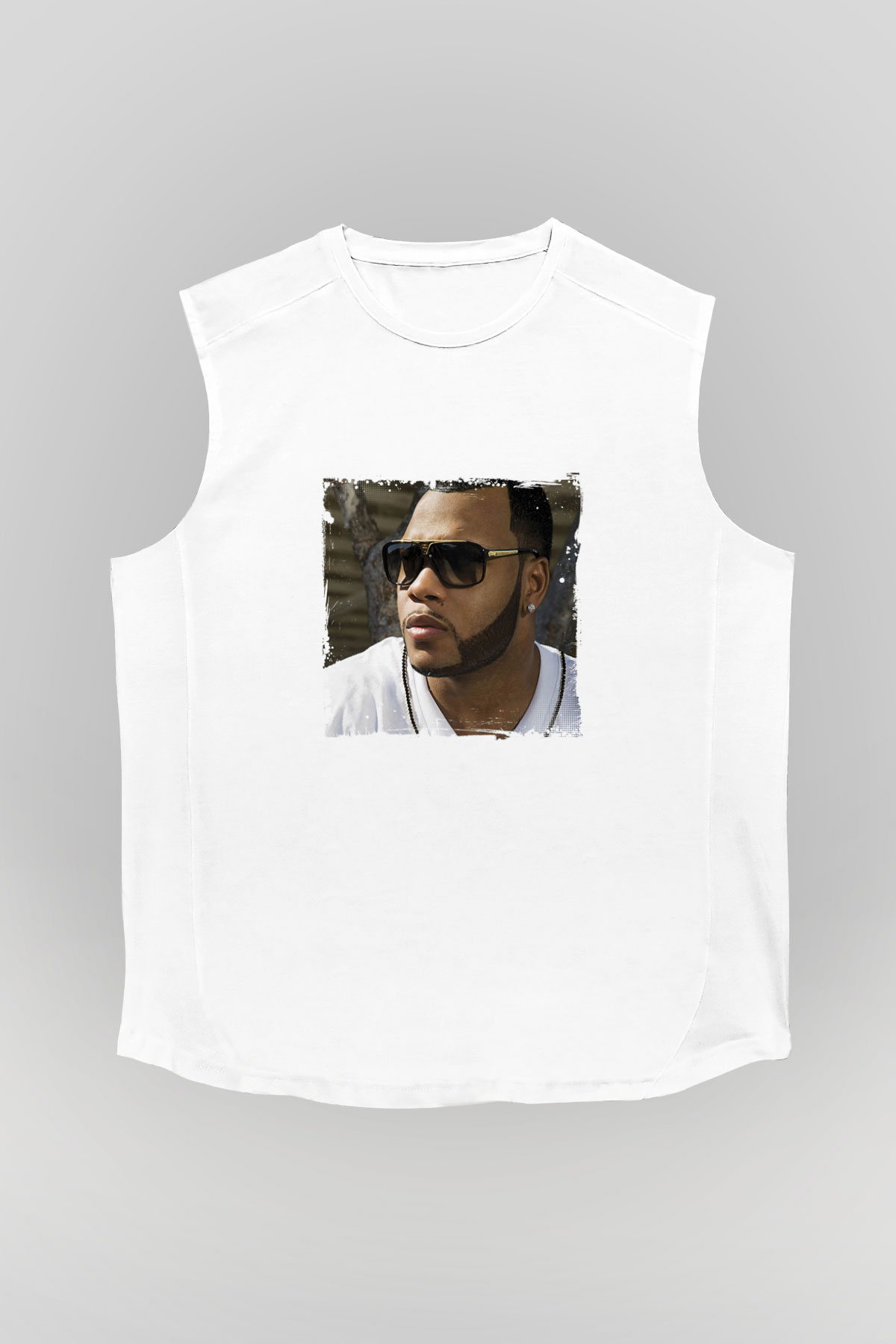 Flo Rida Baskılı Unisex Beyaz Kolsuz Tişört