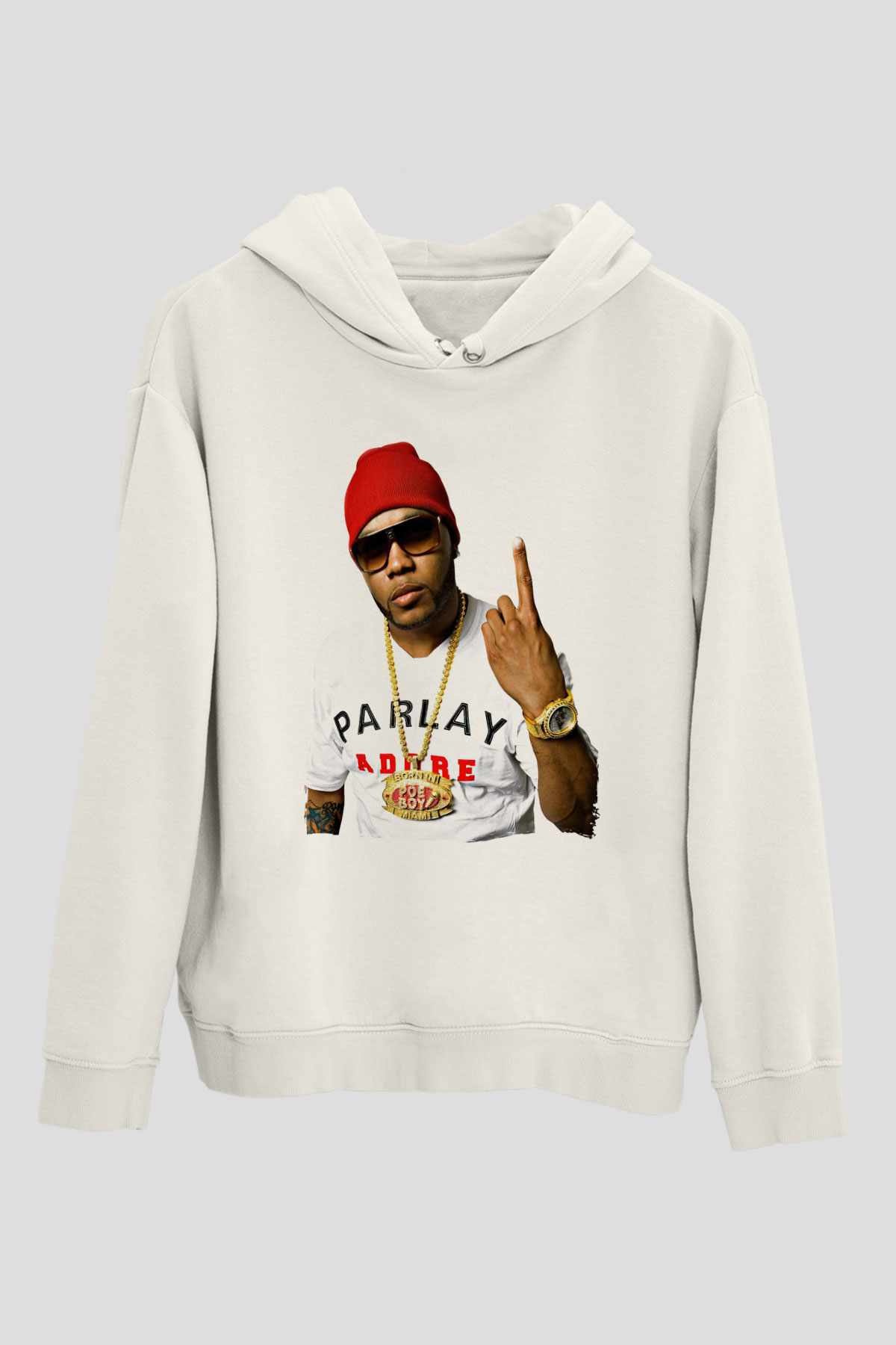 Flo Rida Beyaz Unisex Kapüşonlu Sweatshirt