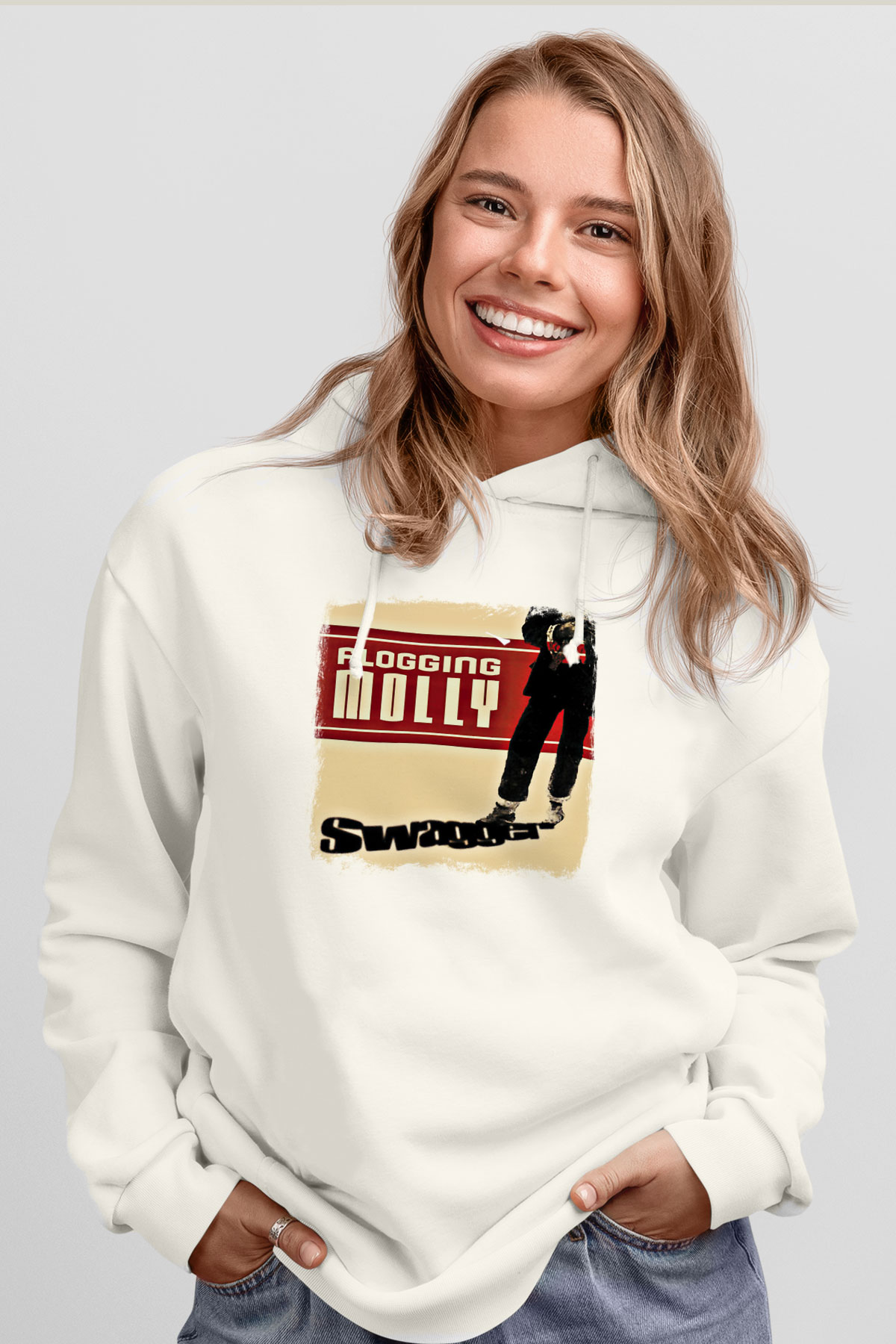 Flogging Molly Baskılı Unisex Beyaz Hoodie