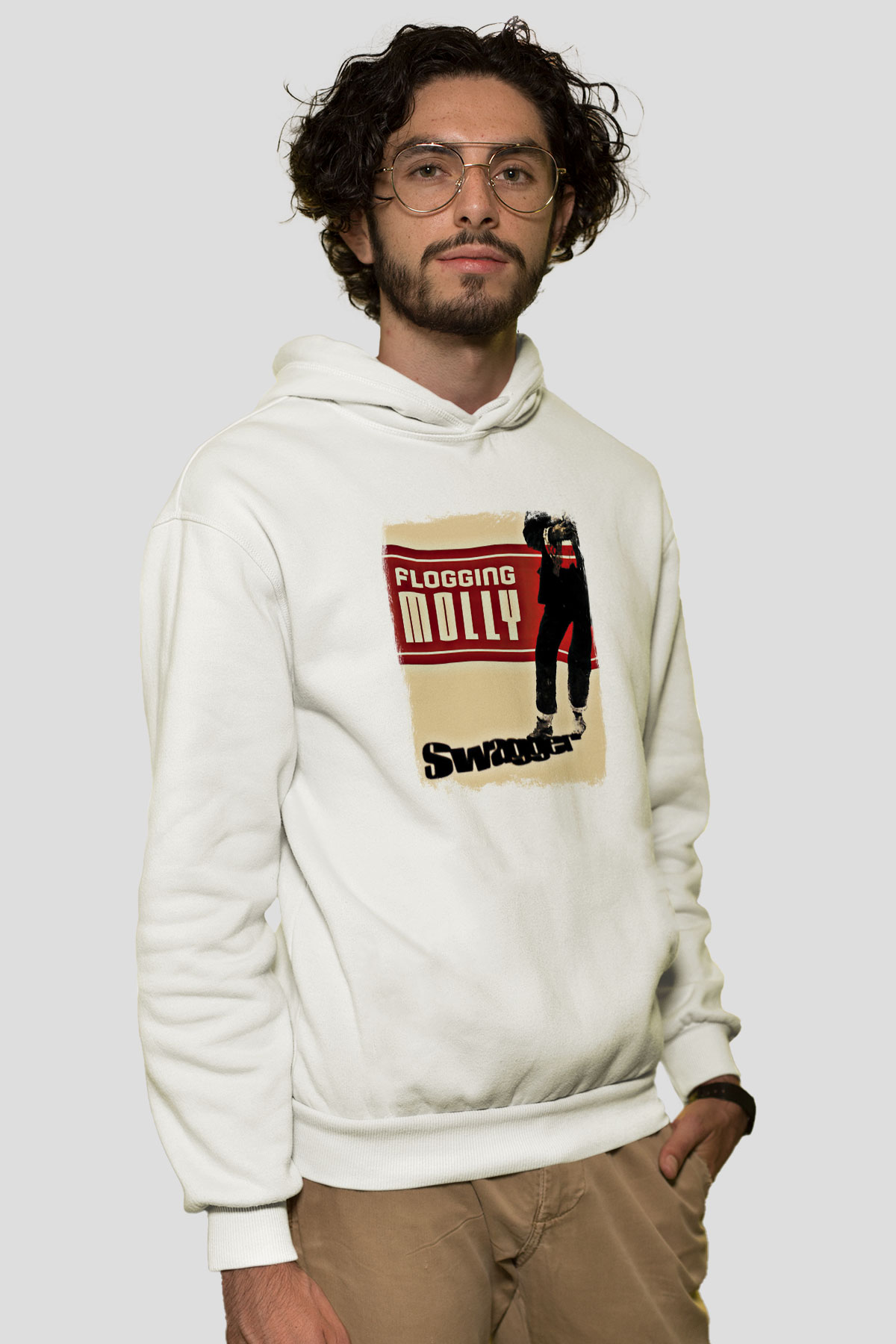 Flogging Molly Baskılı Unisex Beyaz Hoodie