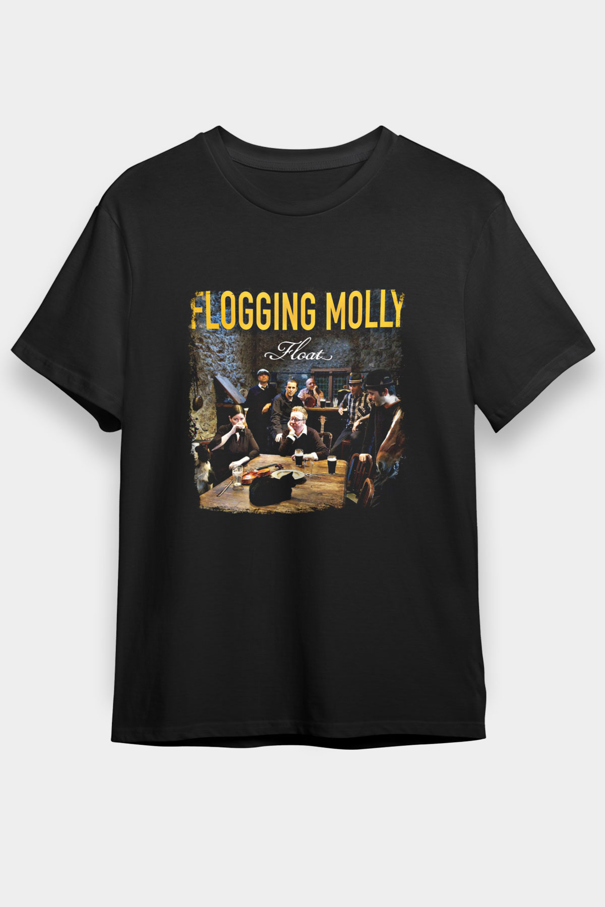 Flogging Molly Baskılı Unisex Siyah Tişört