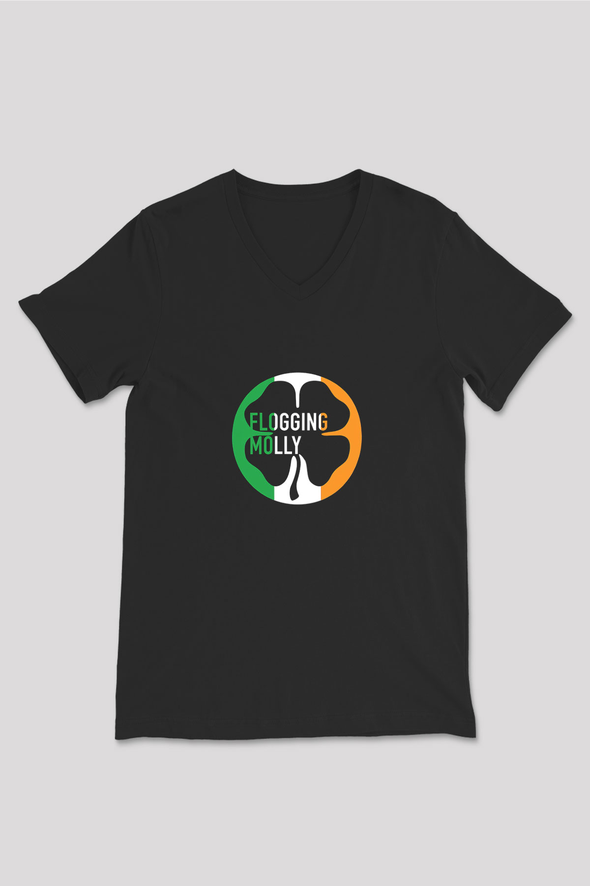 Flogging Molly Siyah Unisex V Yaka Tişört T-Shirt
