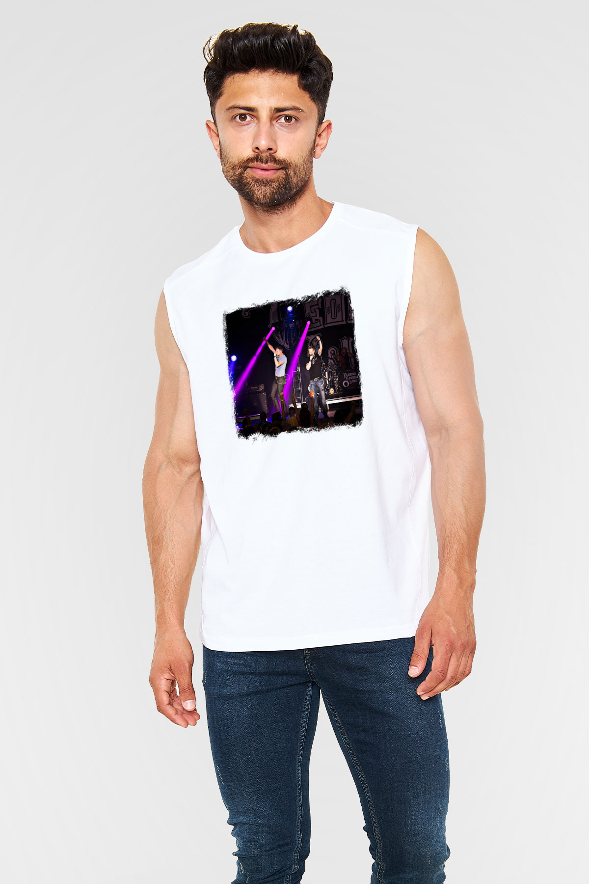 Florida Georgia Line Baskılı Unisex Beyaz Kolsuz Tişört
