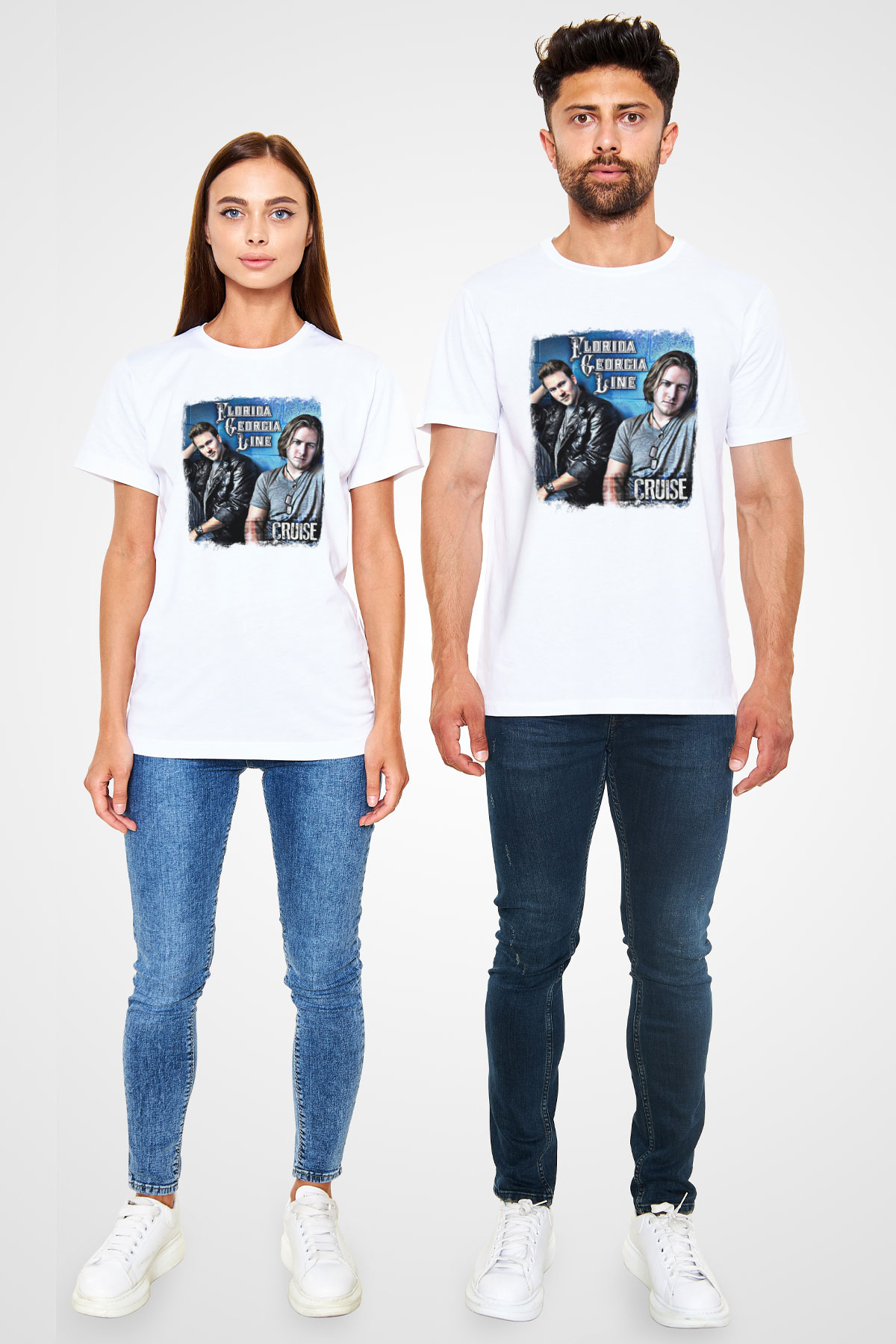 Florida Georgia Line Baskılı Unisex Beyaz Tişört