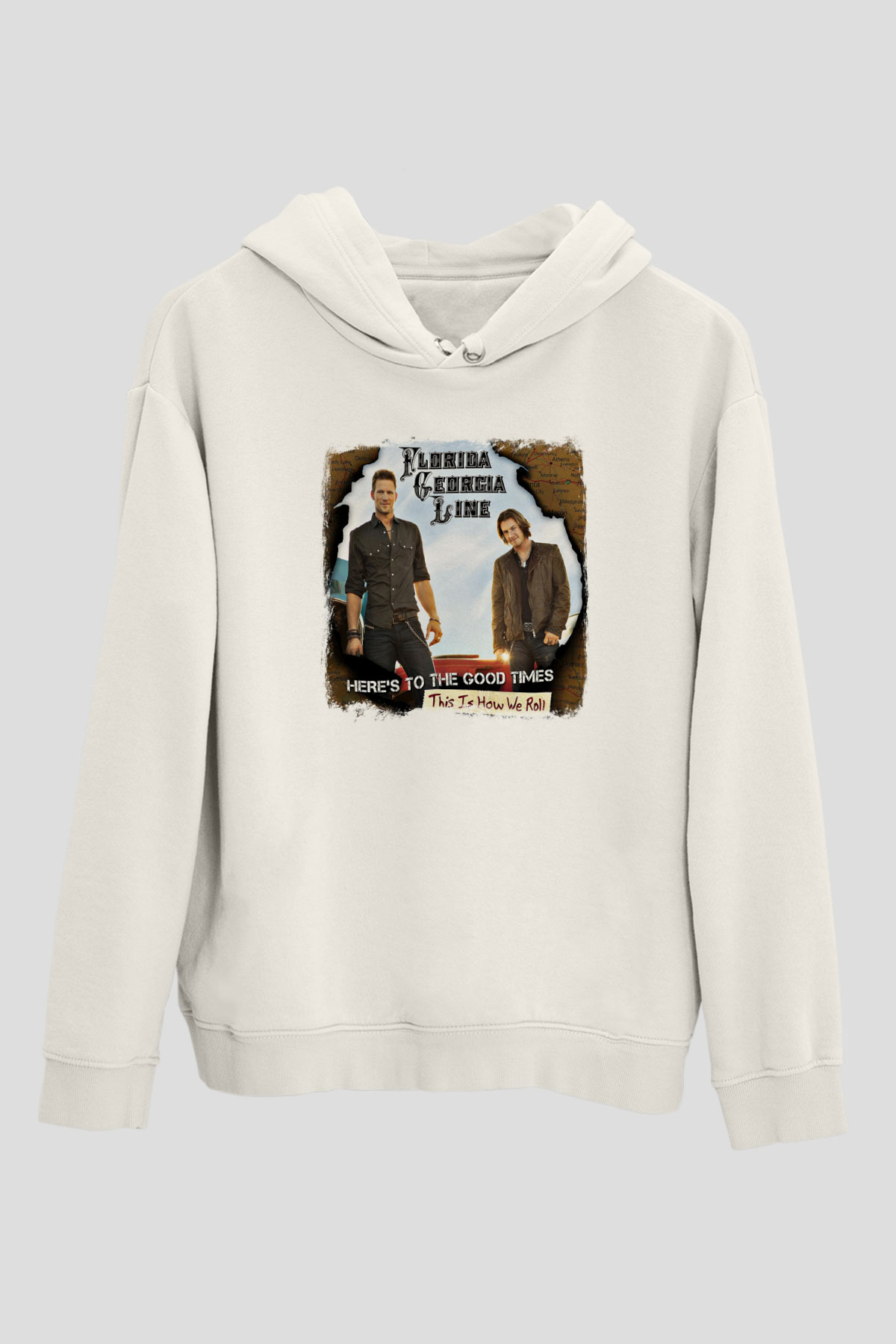 Florida Georgia Line Baskılı Unisex Beyaz Hoodie