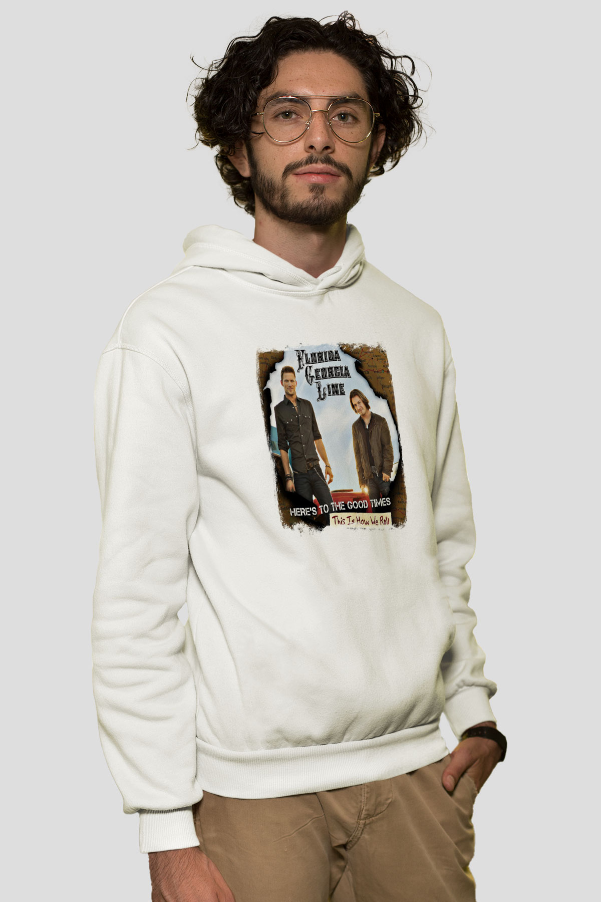 Florida Georgia Line Baskılı Unisex Beyaz Hoodie