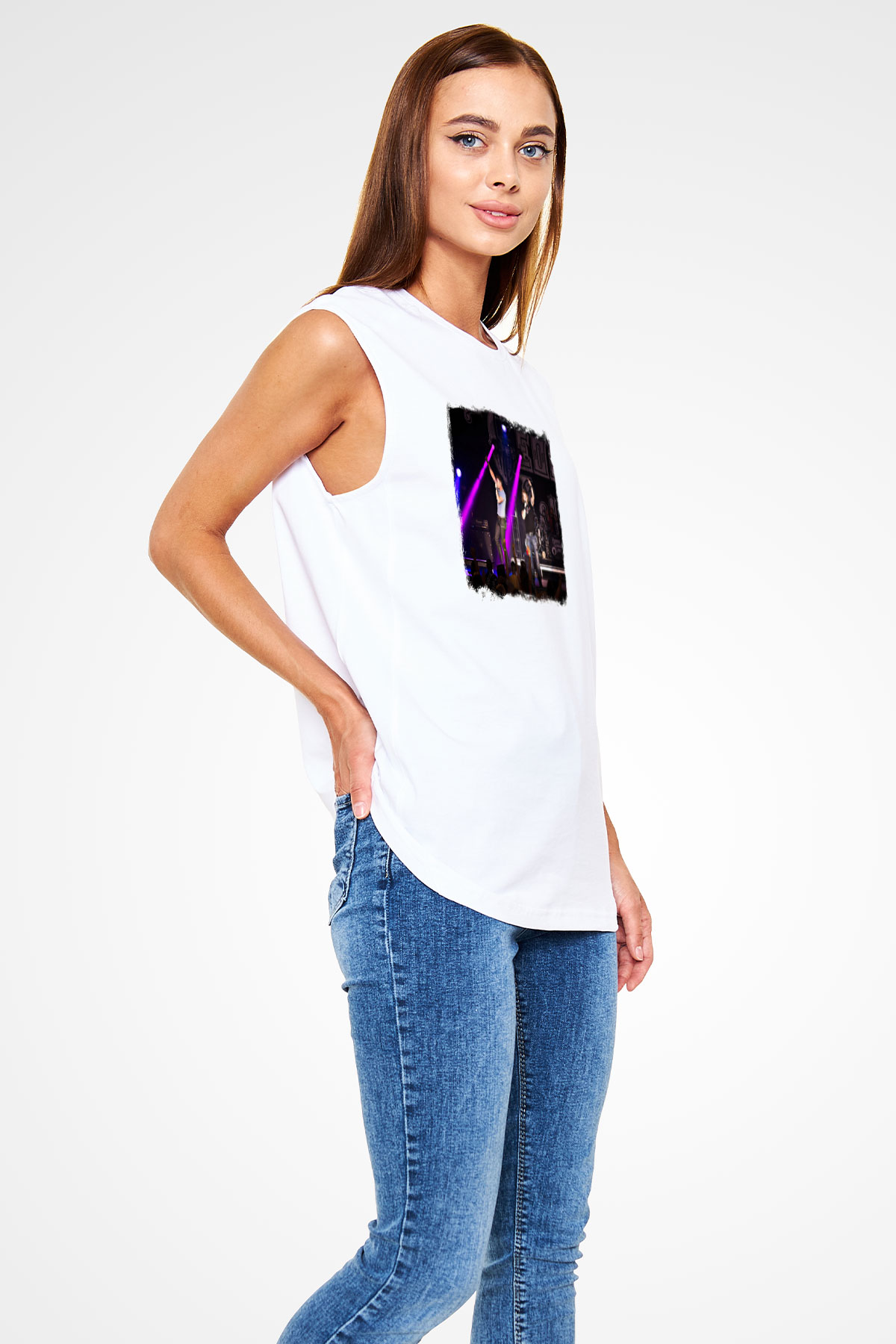 Florida Georgia Line Baskılı Unisex Beyaz Kolsuz Tişört