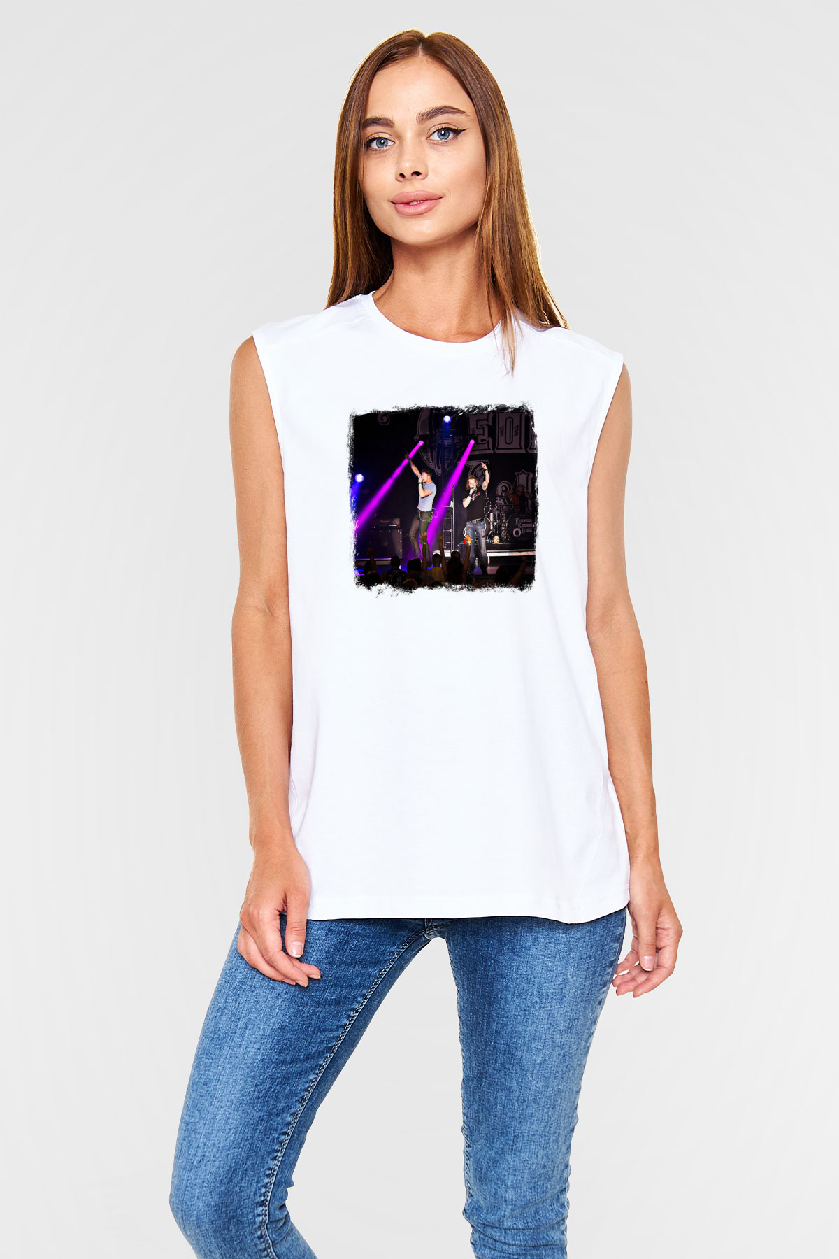 Florida Georgia Line Baskılı Unisex Beyaz Kolsuz Tişört