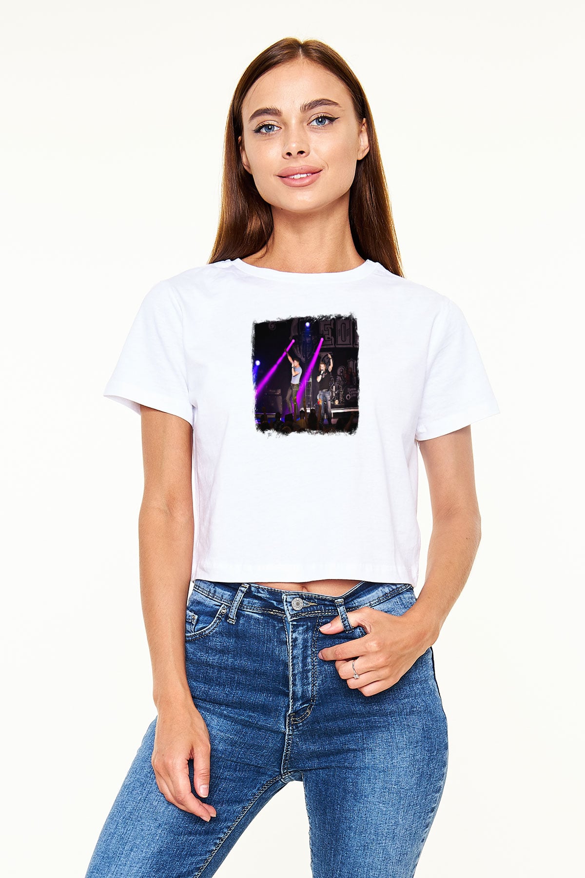 Florida Georgia Line Baskılı Unisex Beyaz Crop Top Tişört