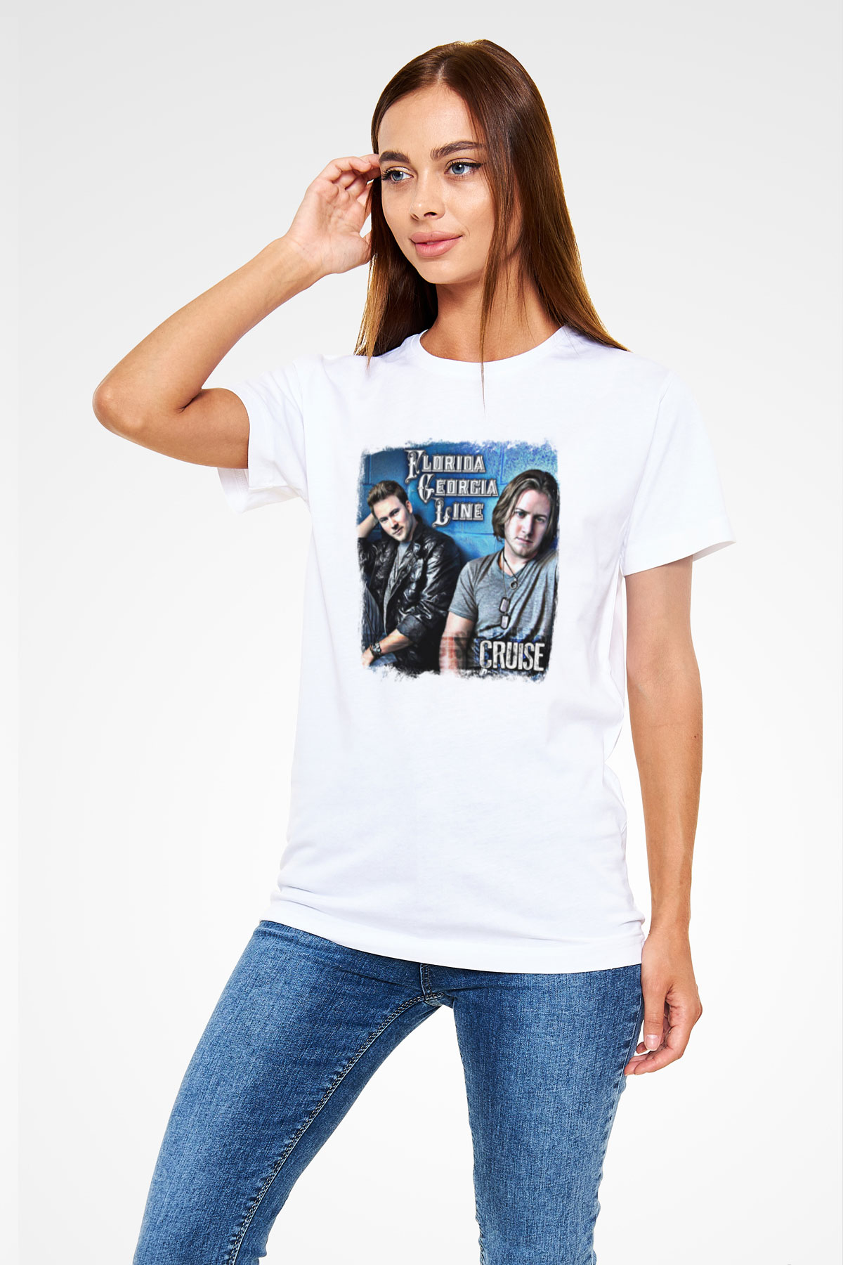 Florida Georgia Line Baskılı Unisex Beyaz Tişört