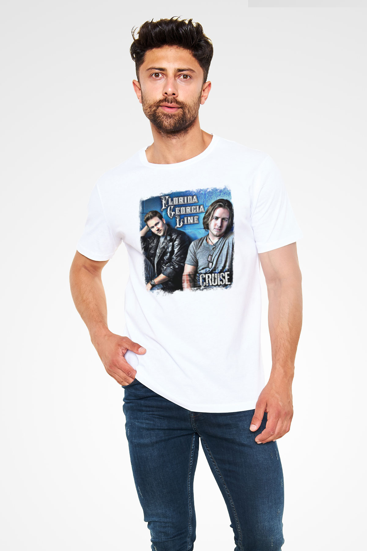 Florida Georgia Line Baskılı Unisex Beyaz Tişört