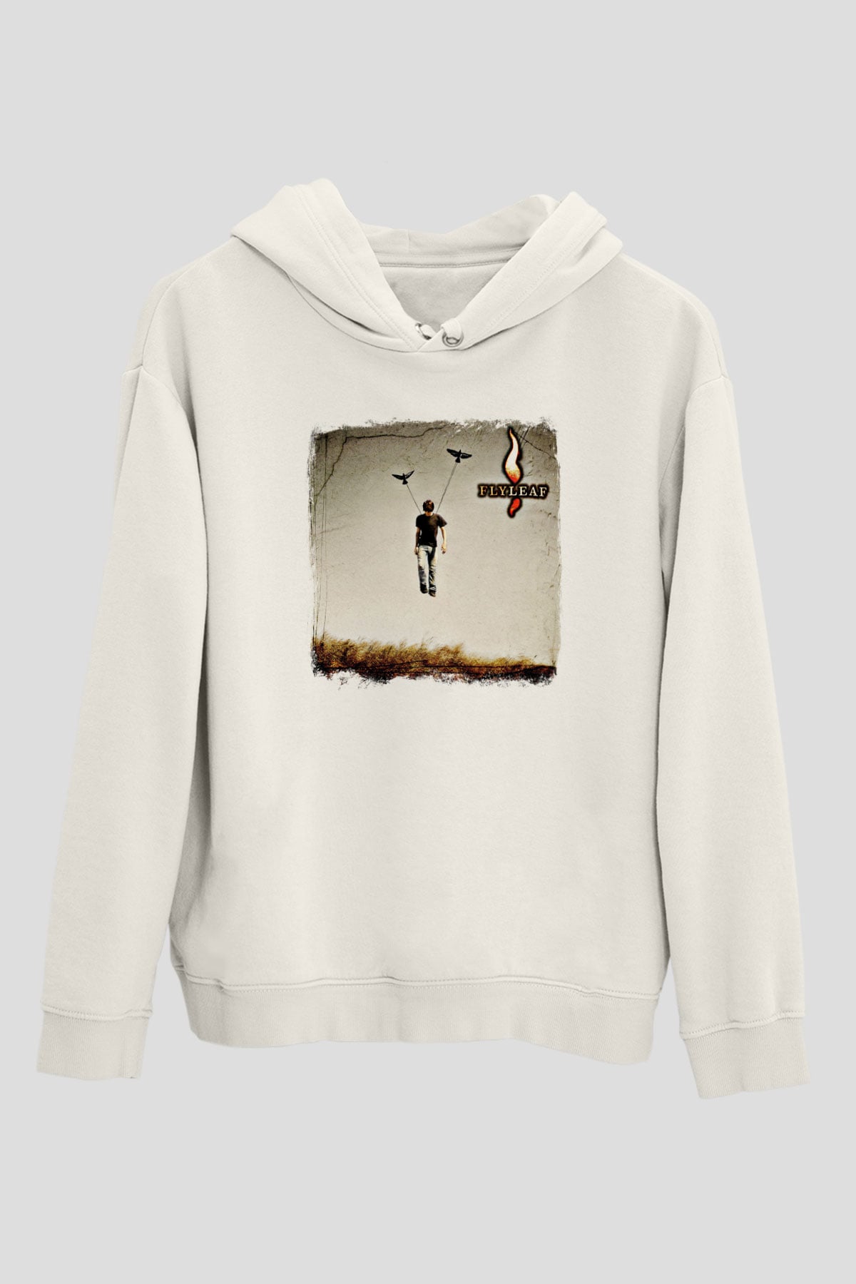 Flyleaf Baskılı Unisex Beyaz Hoodie