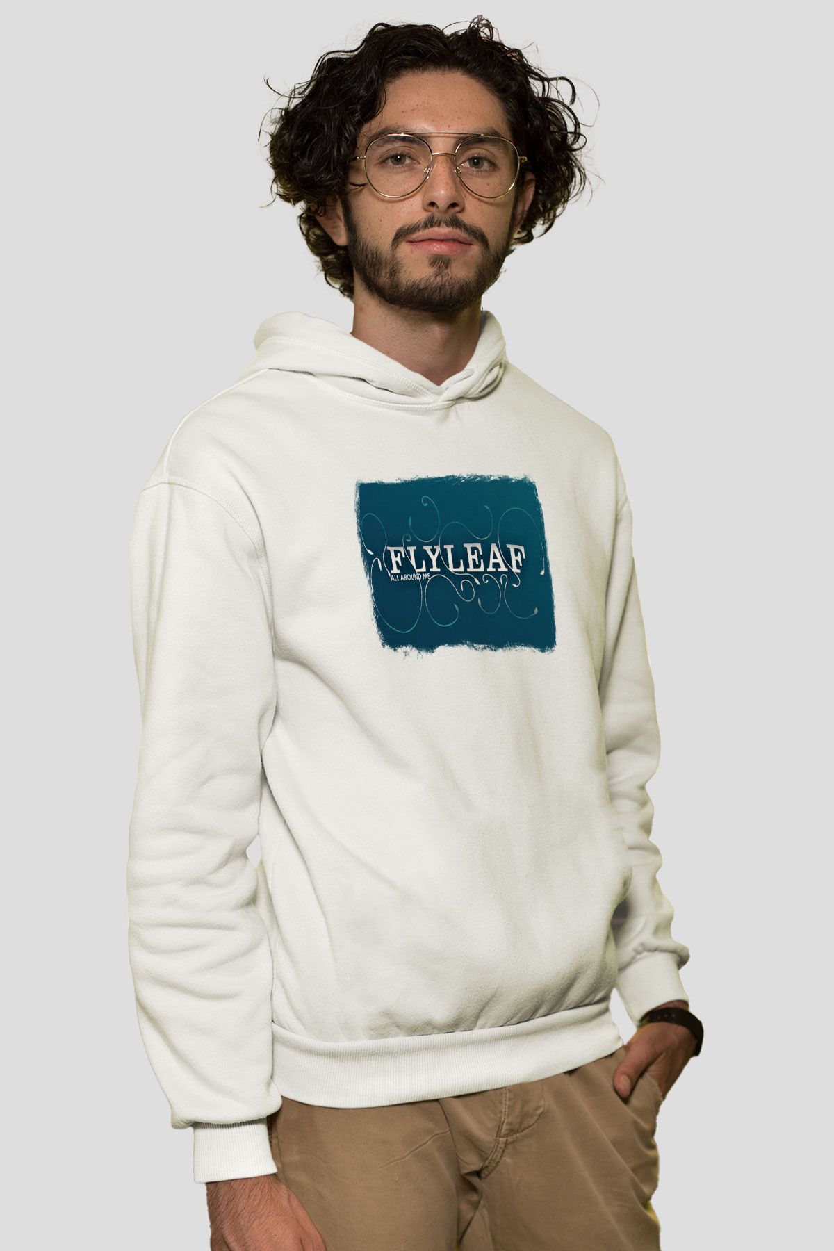 Flyleaf Baskılı Unisex Beyaz Hoodie