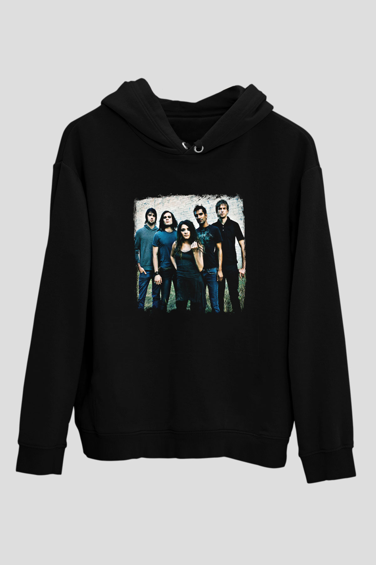 Flyleaf Baskılı Unisex Siyah Hoodie