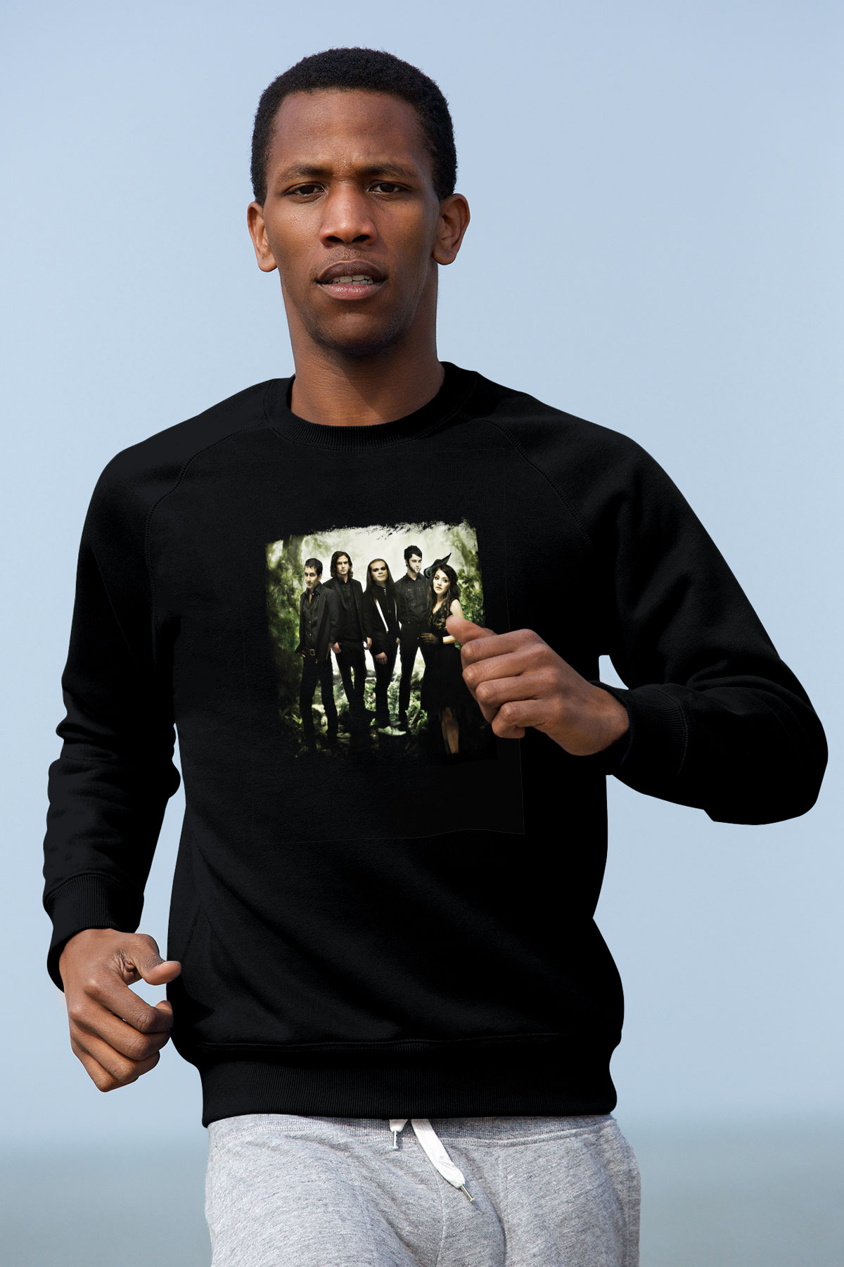 Flyleaf Baskılı Unisex Siyah Sweatshirt
