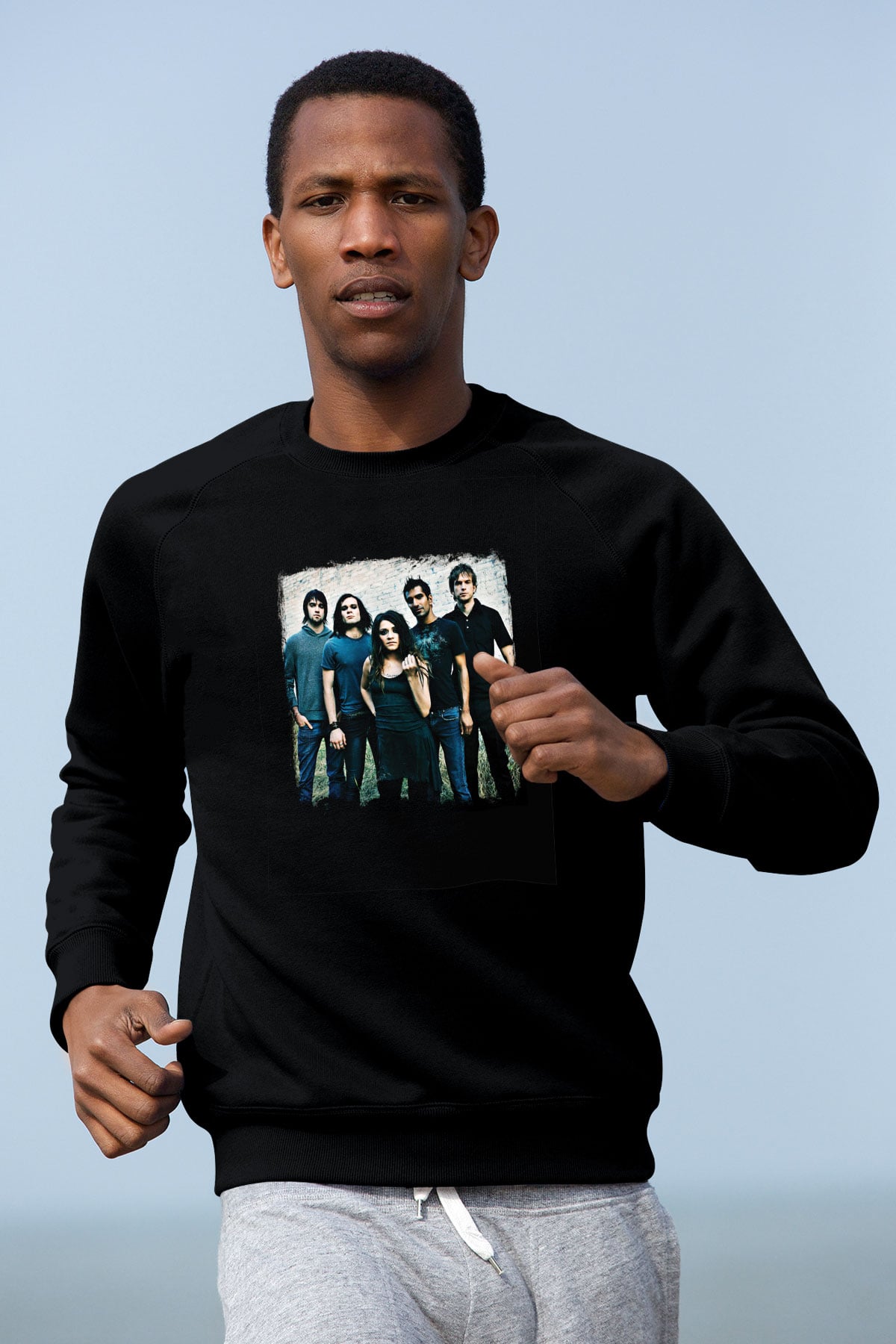 Flyleaf Baskılı Unisex Siyah Sweatshirt
