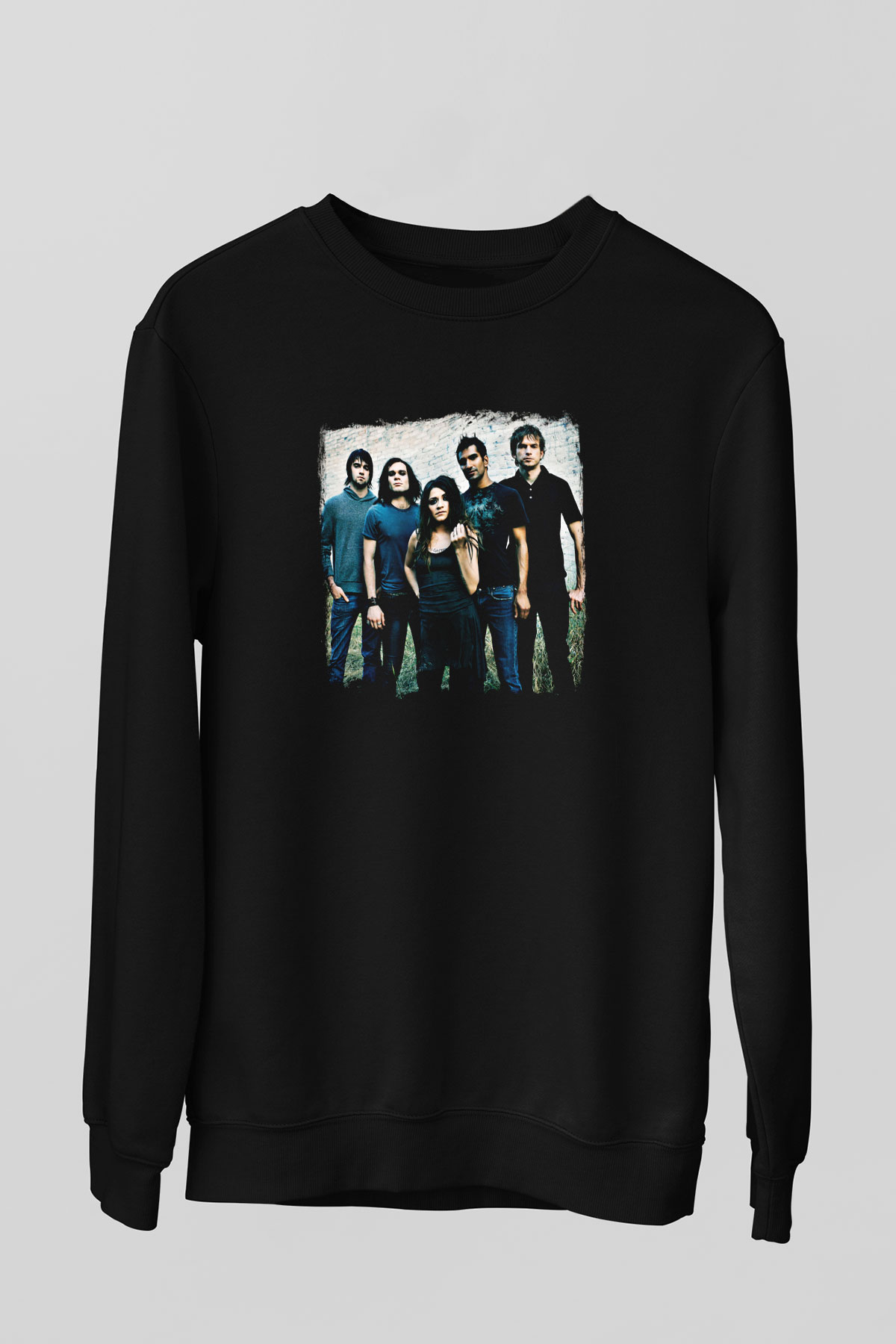 Flyleaf Baskılı Unisex Siyah Sweatshirt