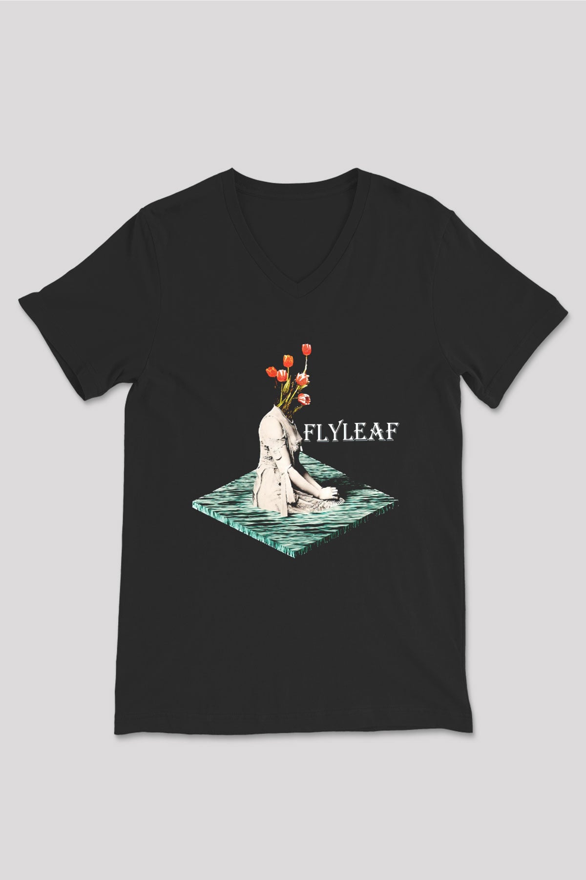 Flyleaf Siyah Unisex V Yaka Tişört
